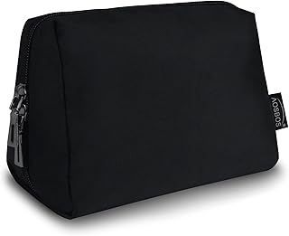 Aosbos Small Makeup Pouch Travel Size Makeup Bag Cosmetic Travel Bag Makeup Bags for Women Cosmetic Pouch Cosmetic Bags Makeup Case Make Up Bag for Purse Midnight Black