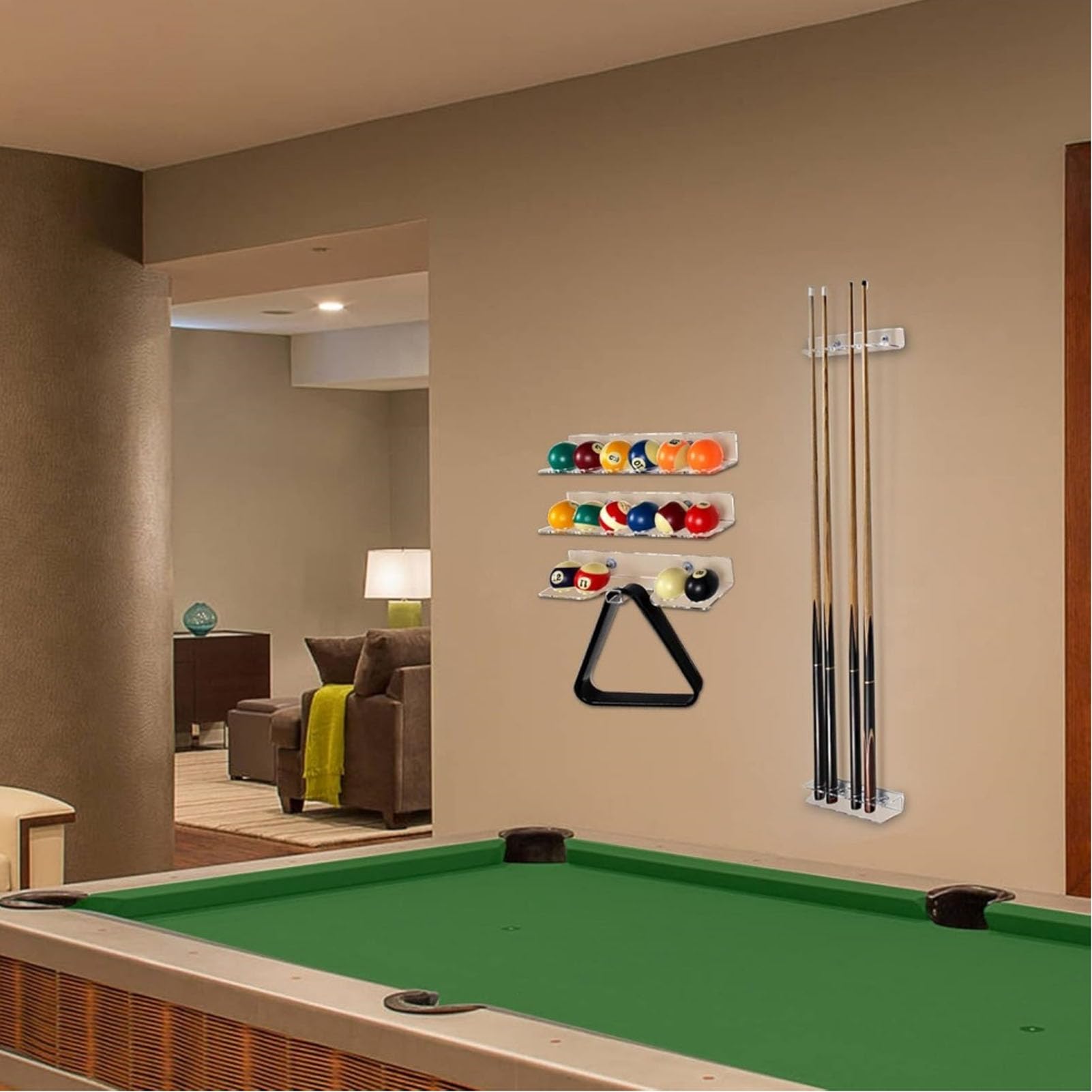 Cocoarm Support Mural pour Queue de Billard en Acrylique, Support Mural Transparent Permettant D'économiser de L'espace pour 6 Queues, en 2 Pièces