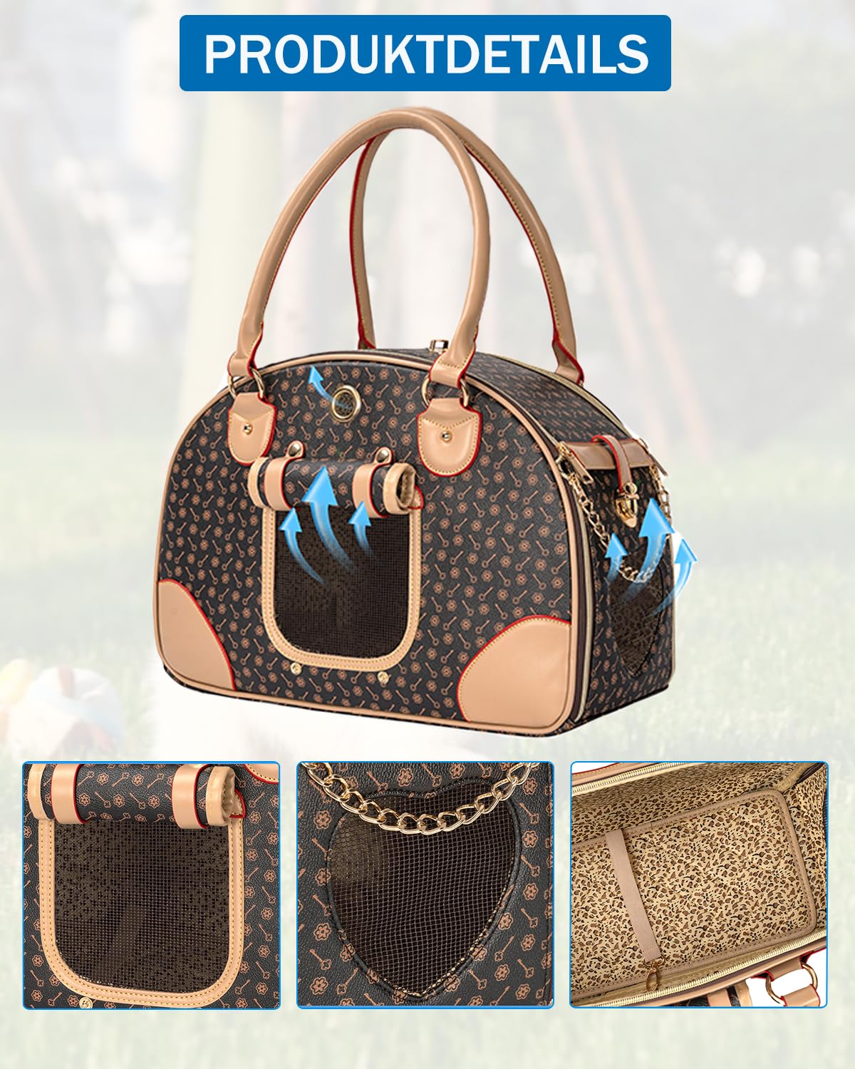 OUUTMEE Hundetasche Tragbarkeit,42 x 18 x 31 cm Hundetransporttasche bis 4 kg,Hunde Reisetasche,Geeignet für den Transport Kleiner Hunde und Katzen auf Ausflügen