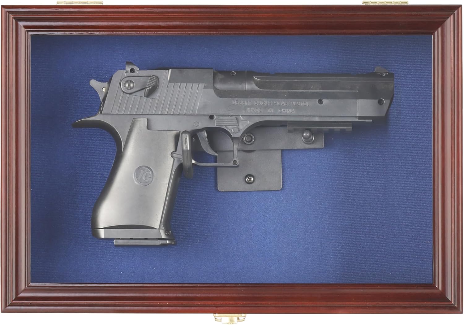 Single Handgun Pistol Revolver Gun Display Case Wall Mount Lockable Blue Felt Wood Cabinet Acrylic Door Gun Shadow Box Stand Rack Holder
