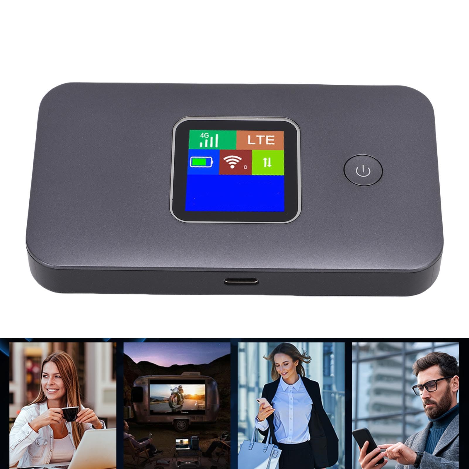 SIXRUN Enrutador WiFi Móvil 4G LTE, Punto de Acceso Portátil de Doble Banda con Pantalla LCD, Compatible con 10 Dispositivos, Viajes y Negocios