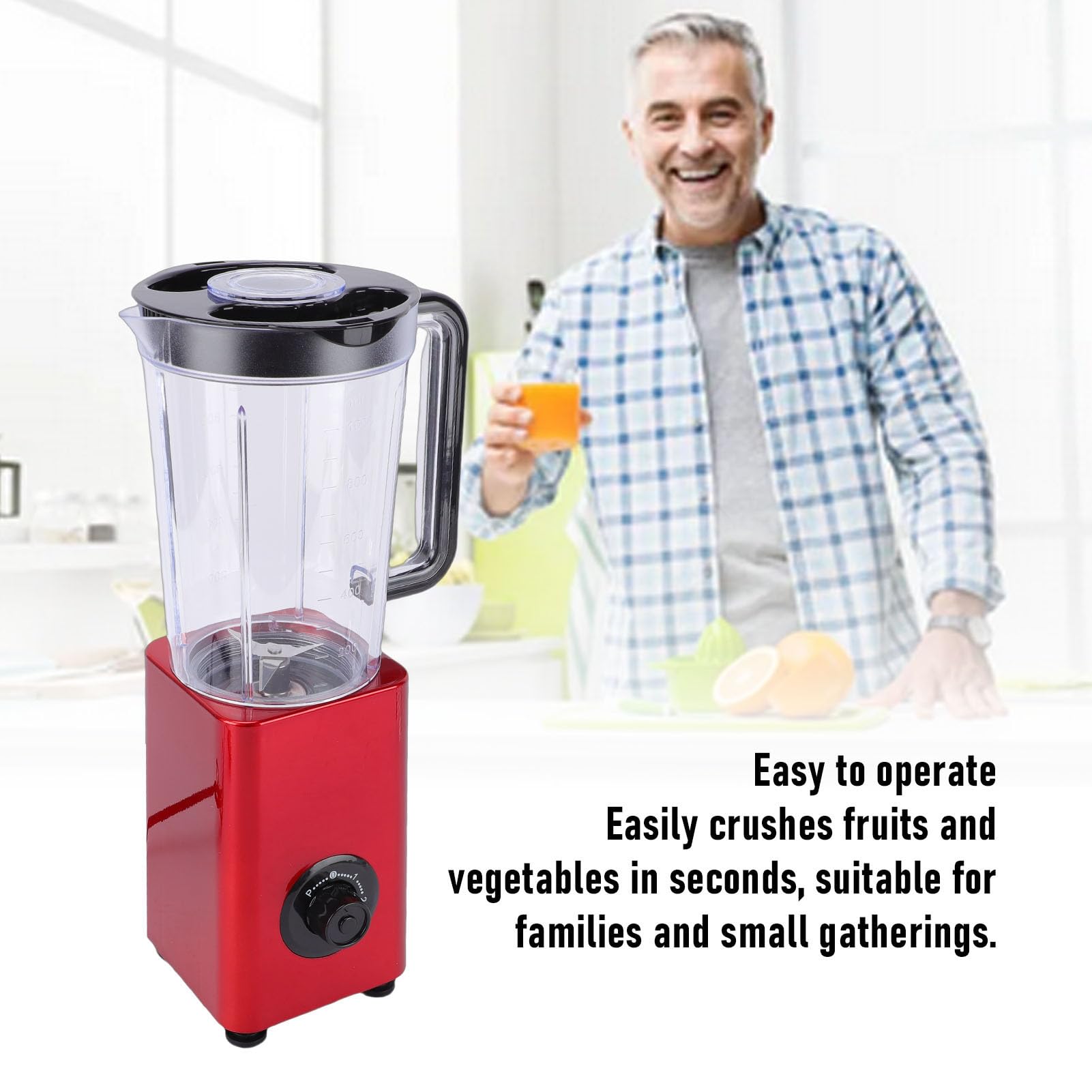 Blender, 300 W, 4 Ostrza ze Stali Nierdzewnej, pojemność 1000 Ml, 2 Ustawienia Prędkości, do Koktajli, Mrożonych Deserów, Mielenia Orzechów, do Użytku Rodzinnego (wtyczka UE)