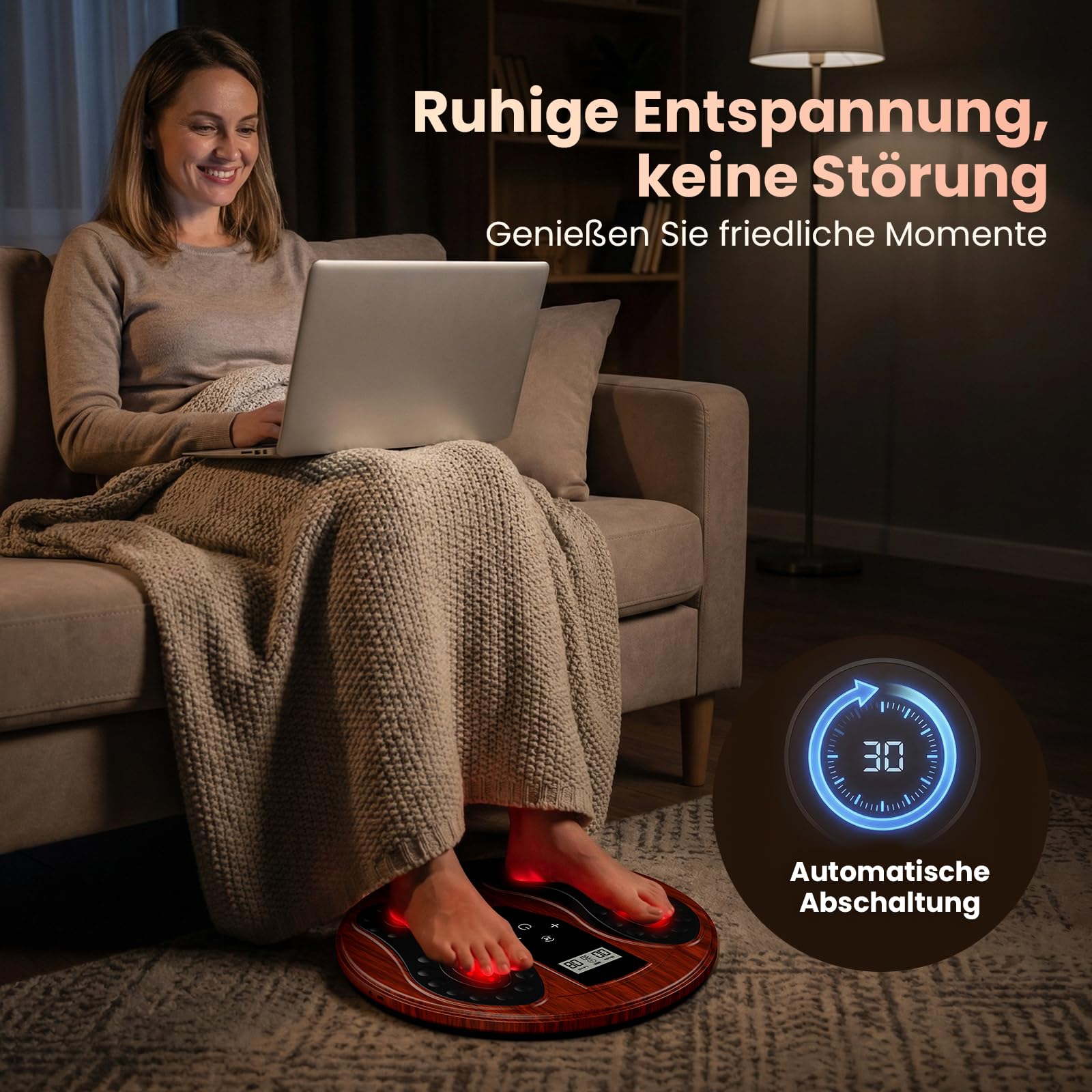 Medic Durchblutungs-Stimulator Füße Beine, EMS Fußmassagegerät mit Rotlichttherapie (660 nm + 850 nm), Elektrische FußMassagegeräte mit 4 TENS Elektrodenpads, zur Verbesserung der Durchblutung