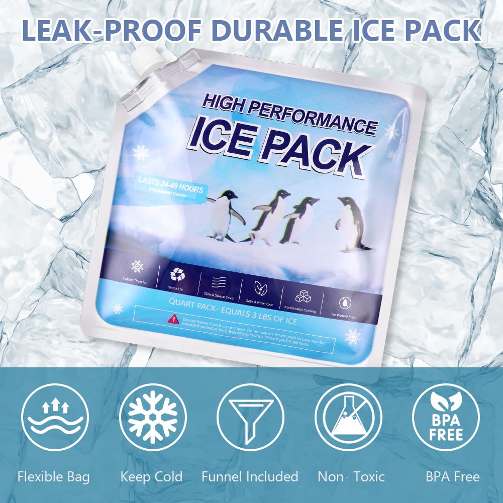 flintronic 4 Pack Ice Packs, High-Performance Cooling Ice Bag, Long lasting Reusable Ice Boards, Reusable for Camping Picnic - Image 3