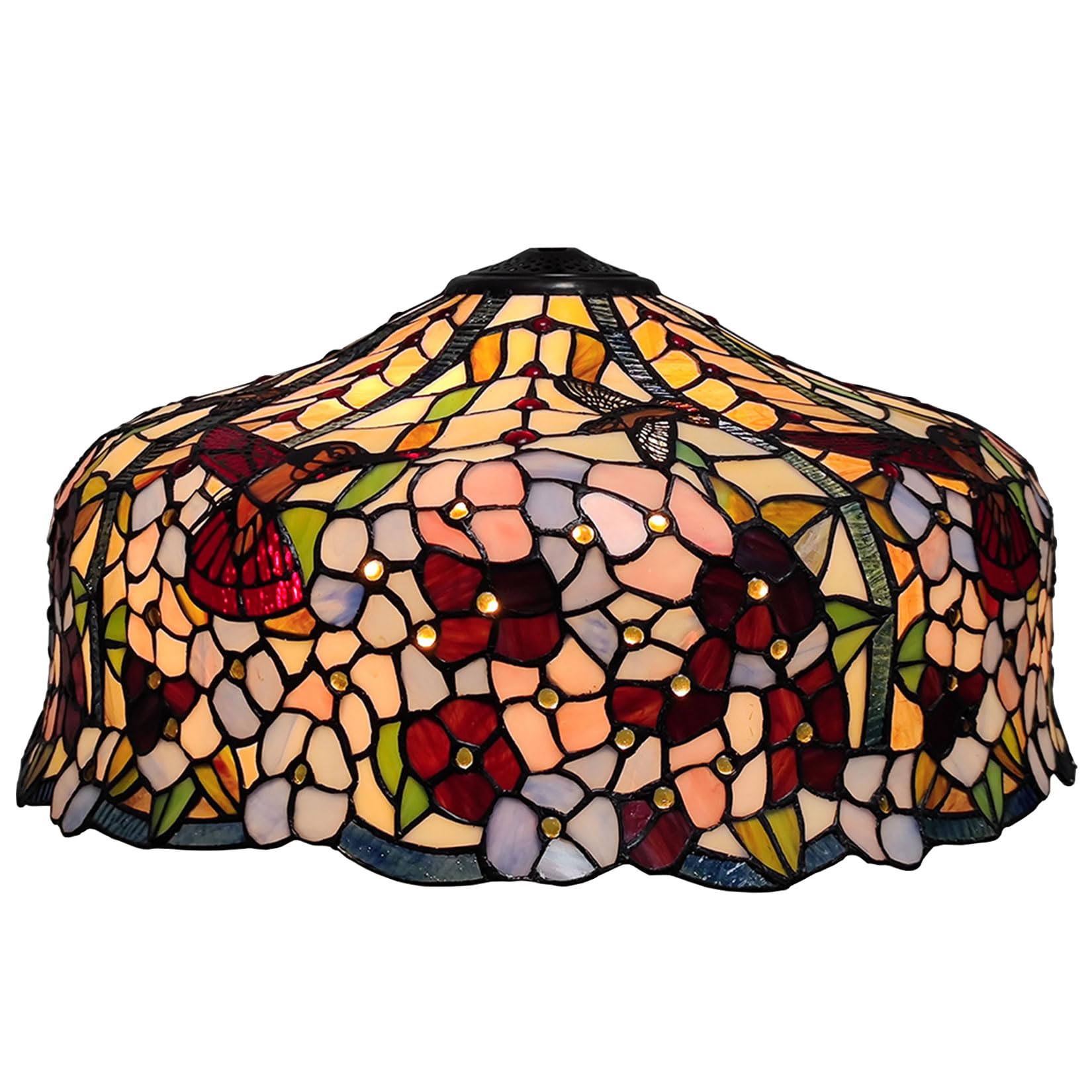 SaryEdge Tiffany Lampshades Replacement Only W20H9 Inch Stained Glass Rose Wisteria Lamp Shade Home Office Decoration Light Cover for Floor Lamps Table Lamps Pendant Hanging Li，Bird，Bird