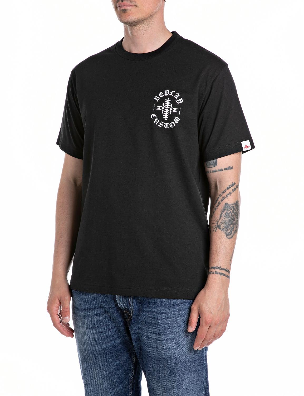 Replay Men's T-Shirt, 098 Black, S