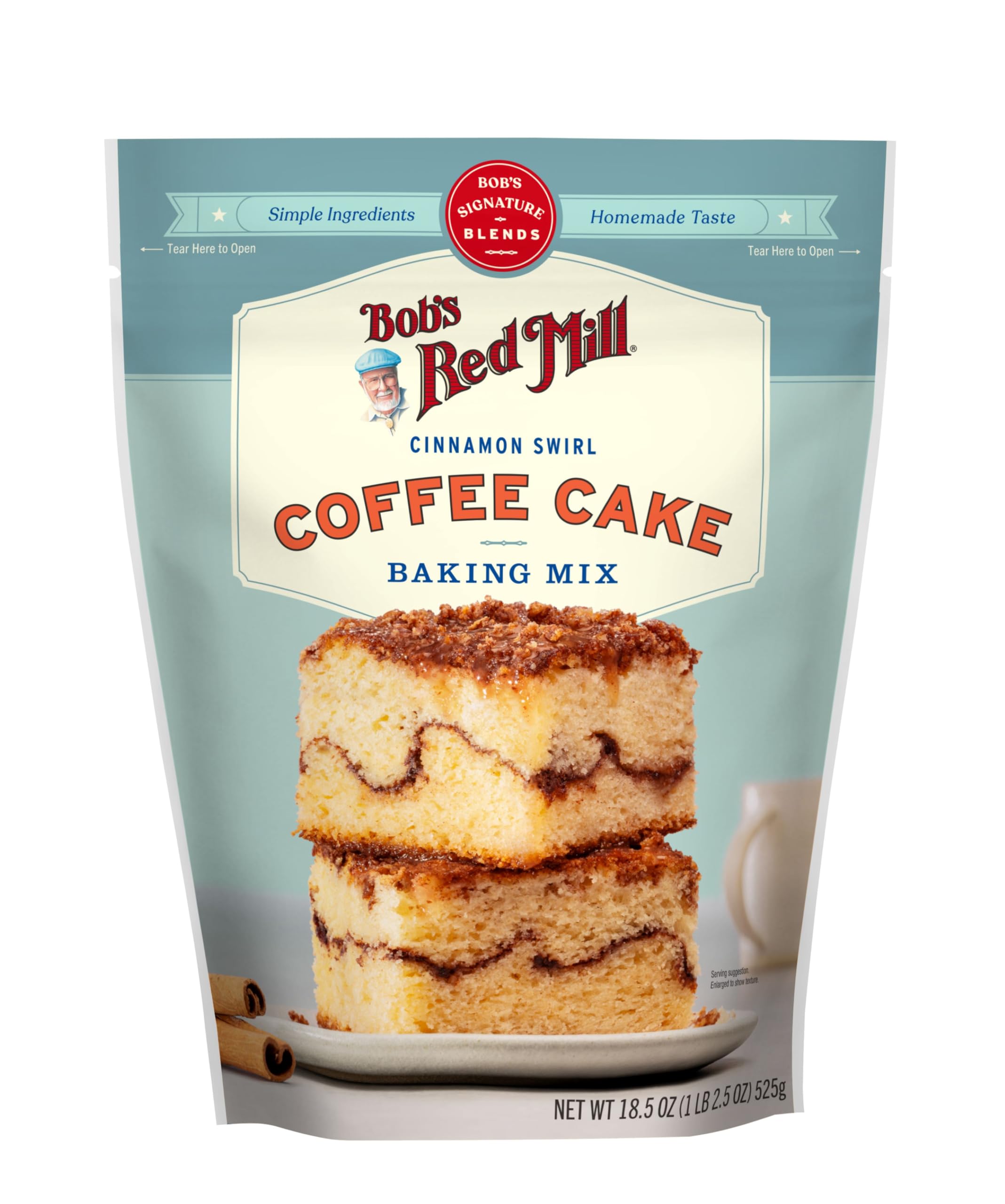 Bob's Red Mill Cinnamon Swirl Coffee Cake Baking Mix - 18.5 oz Bag (Pack of 1), Simple Clean Ingredients, Homemade Taste, Non-GMO