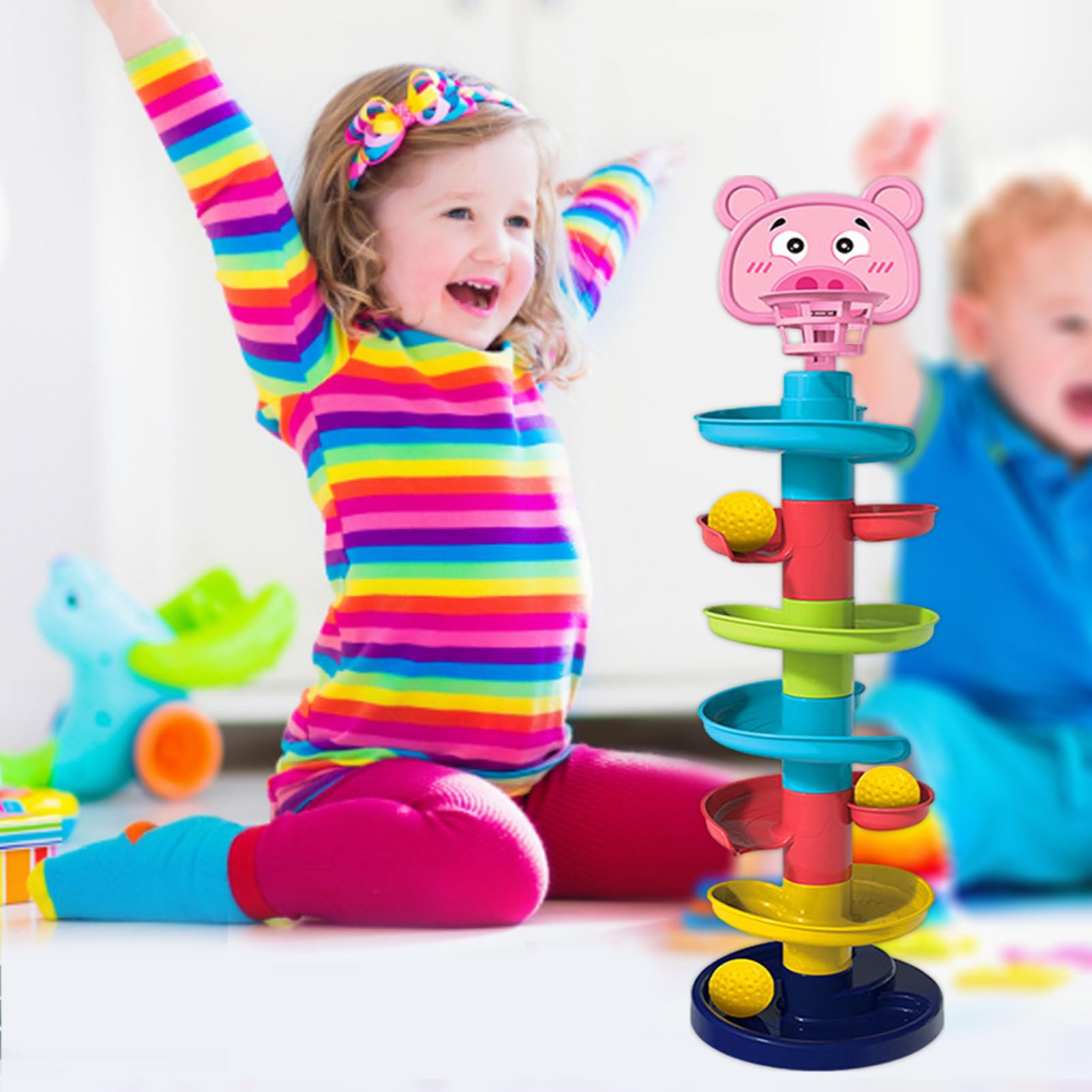 Toue de tour d'automne - Tour de balle éducative pour les tout-petits, montessorii spiral galette | Jeu expérimenté, jouets de mouvement coloré avec fonction de roulement et tour de 7 niveaux