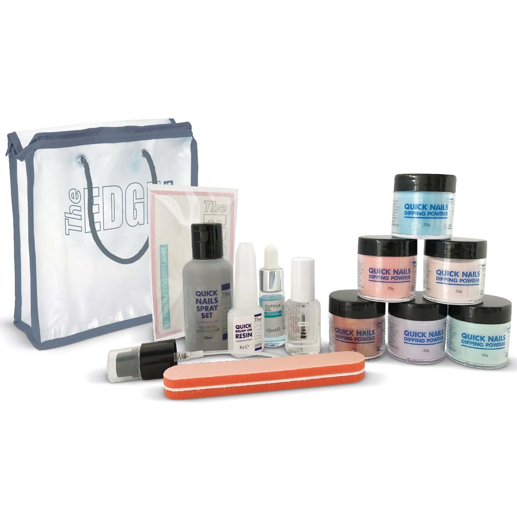 El Edge Nails professionalquick clavos de colores para salsas Kit de polvos y sistema (Juego de 12 piezas)