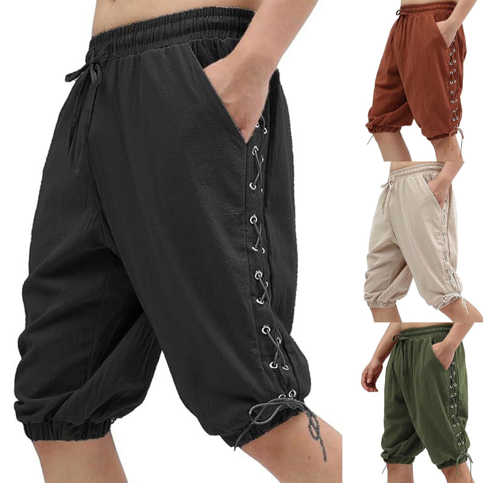 Guhmomh Shorts Herren Sommer Baumwolle Kurze Hosen Freizeithose Sporthose Sommerhose Badehose Baggy Leicht Jogginghose Bermuda Strand AtmungsaktivLaufhose Wanderhose Freizeit Sommershorts Schwarz S