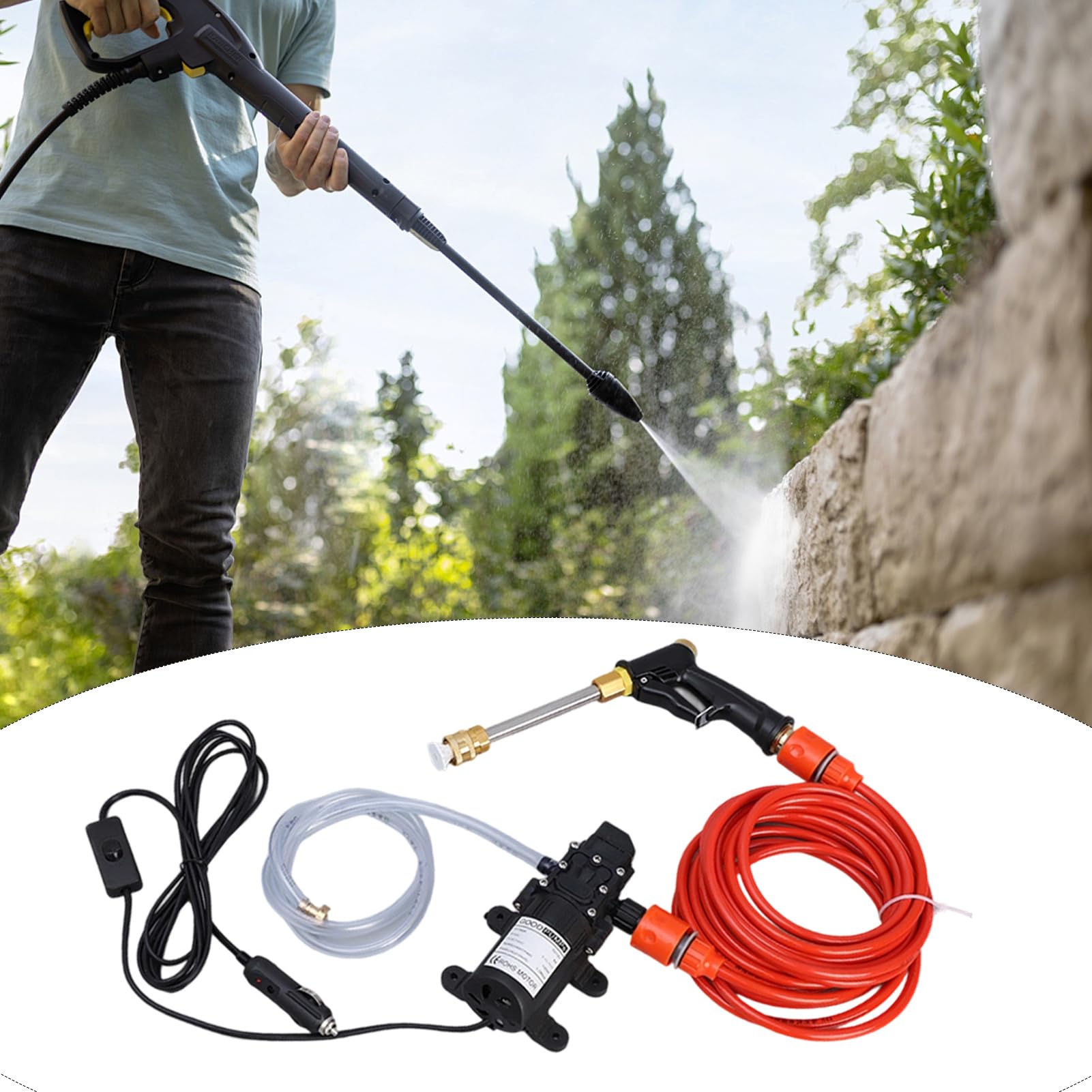 Idropulitrice Lavaggio Auto Pulitore Manuale Portatile | Kit Lavaggio Auto 12V Con Serbatoio Schiuma Per Camion Veicoli Auto Esterno Patio Giardino Cortile Finestre