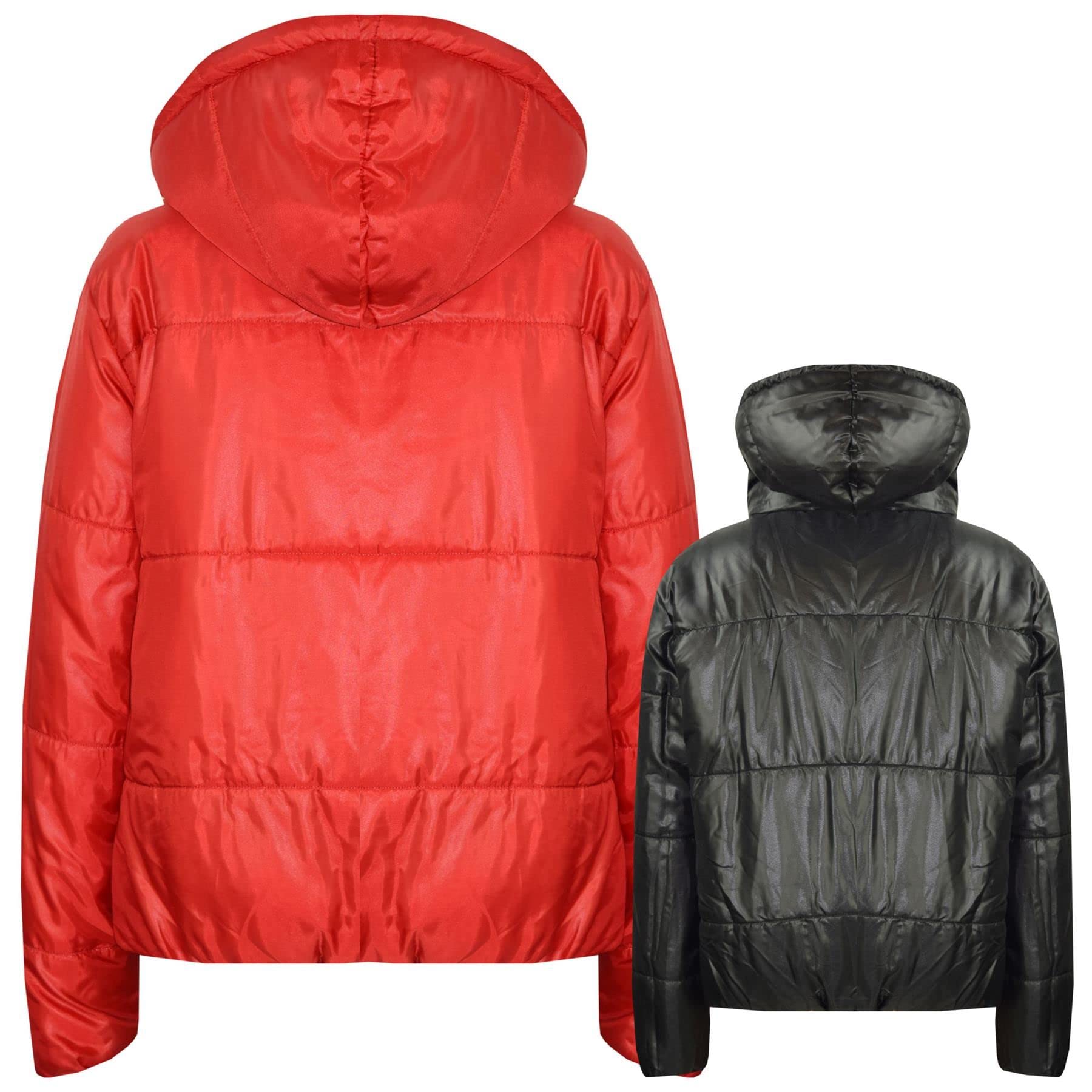 A2Z 4 Kids Dziewczyny Chłopcy Kurtka Dwustronna, Krótka, Z Kapturem, Wyściełana Podszewką Kurtki Puchowe - Reversible Jacket 492 Red 7-8.