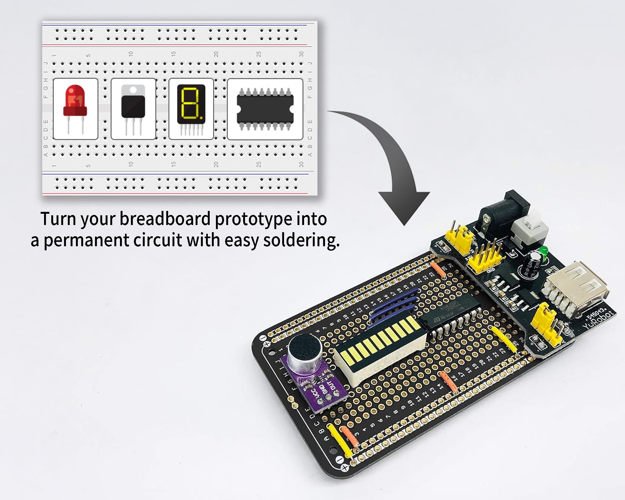 Pacchetto di Schede PCB Prototipo per Elettronica Fai-da-Te e Arduino – Protoboard Saldabili Placcato Oro (10 Schede + 10 Pin Maschio Header)