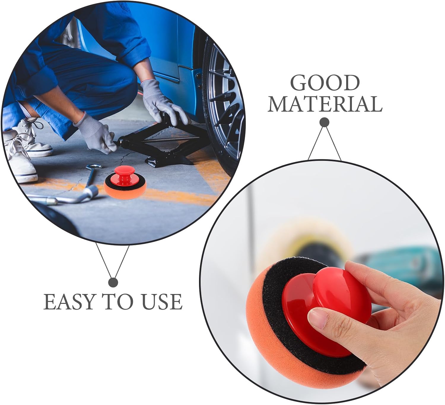 UKCOCO Wax Sponge Applicator, Car Polish Grip Pad, Refillable Foam Buffing Applicators, Washable Reusable Detailing Tool for Waxing, Buffing, Glazing