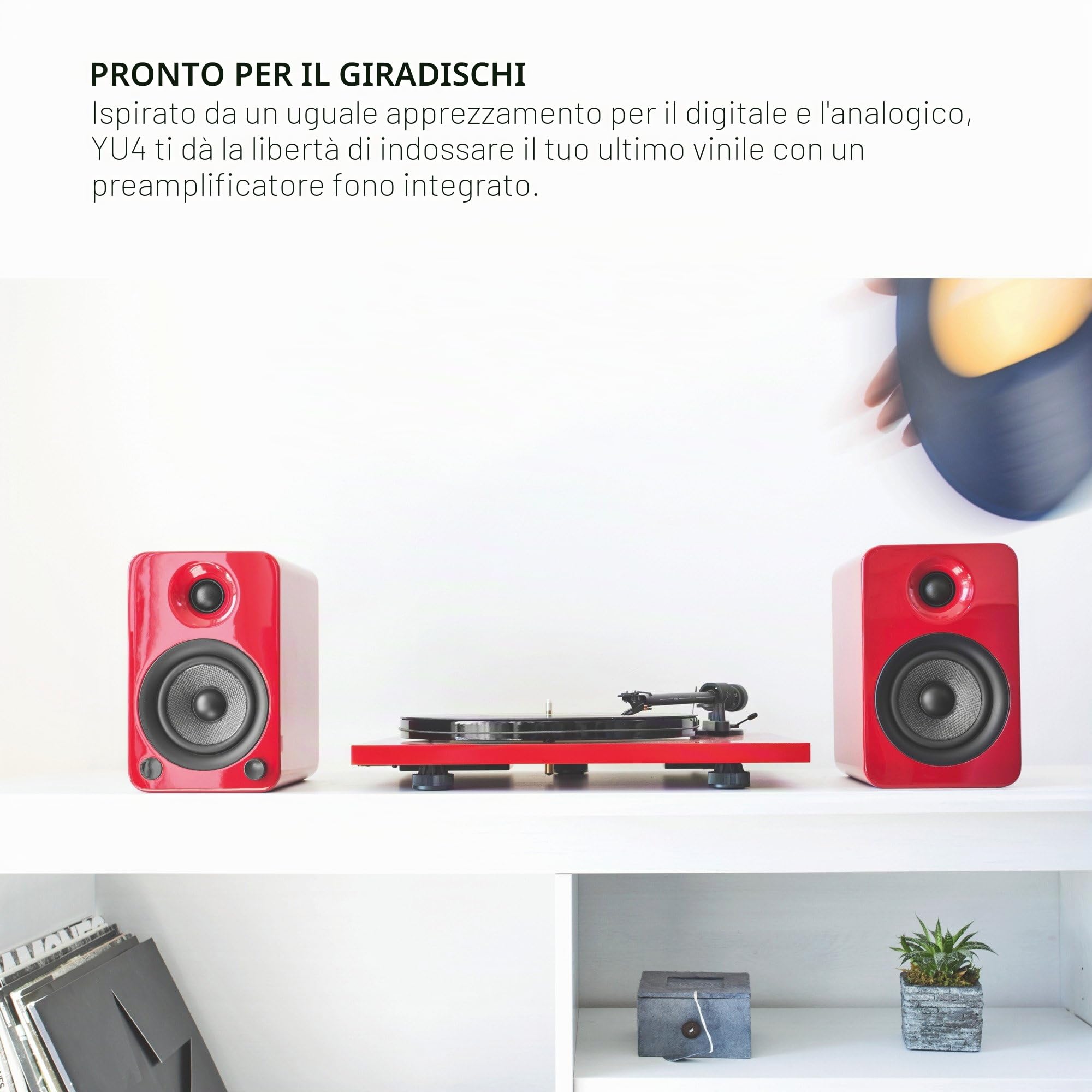 Kanto YU4 di altoparlanti alimentati con Bluetooth e preamplificatore fono - Nero lucido