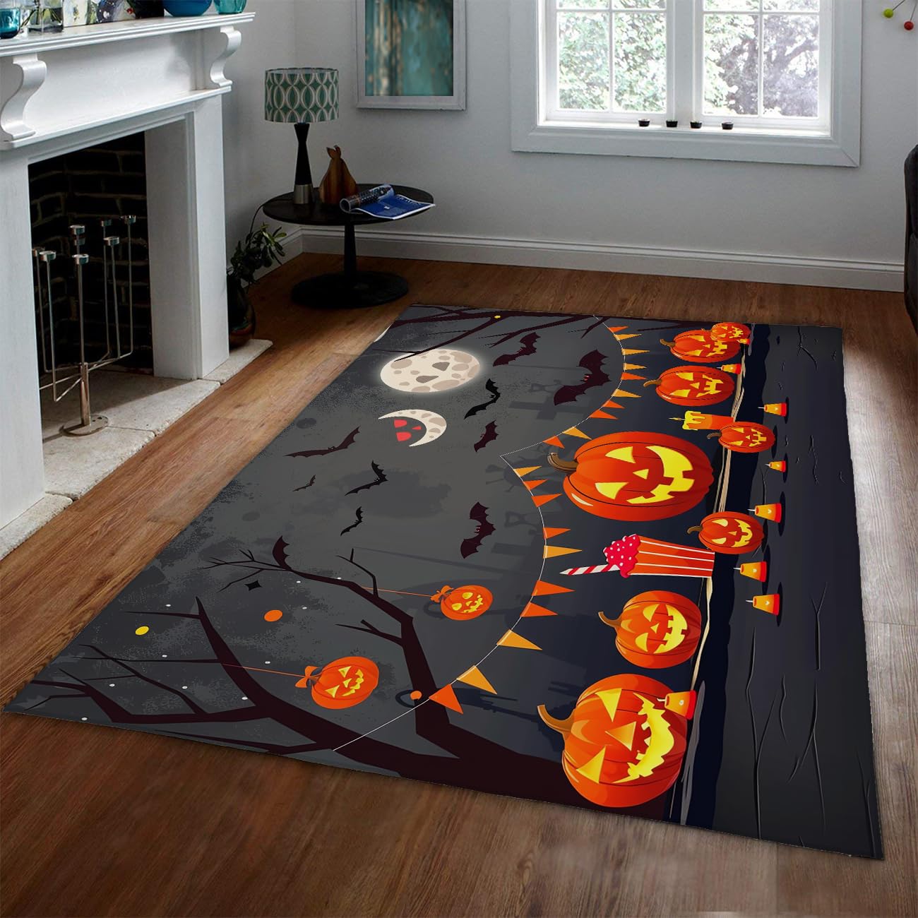 Tapis sol couloir Halloween mince lavable grand tapis cuisine orange