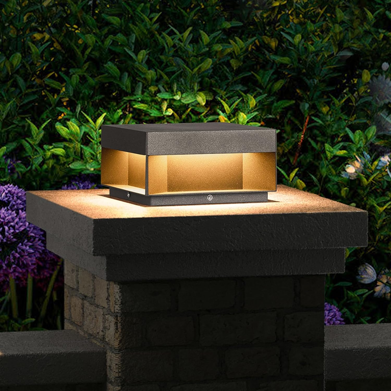 Outdoor Post Lights Hard Wired, 7.9'' AC100-240V Pillar Cap Light Waterproof, Fence Column Light Modern Deck Posts Lamp, 3000K LED Landscape Lighting Fixture for Garden Yard Gate Driveway Patio