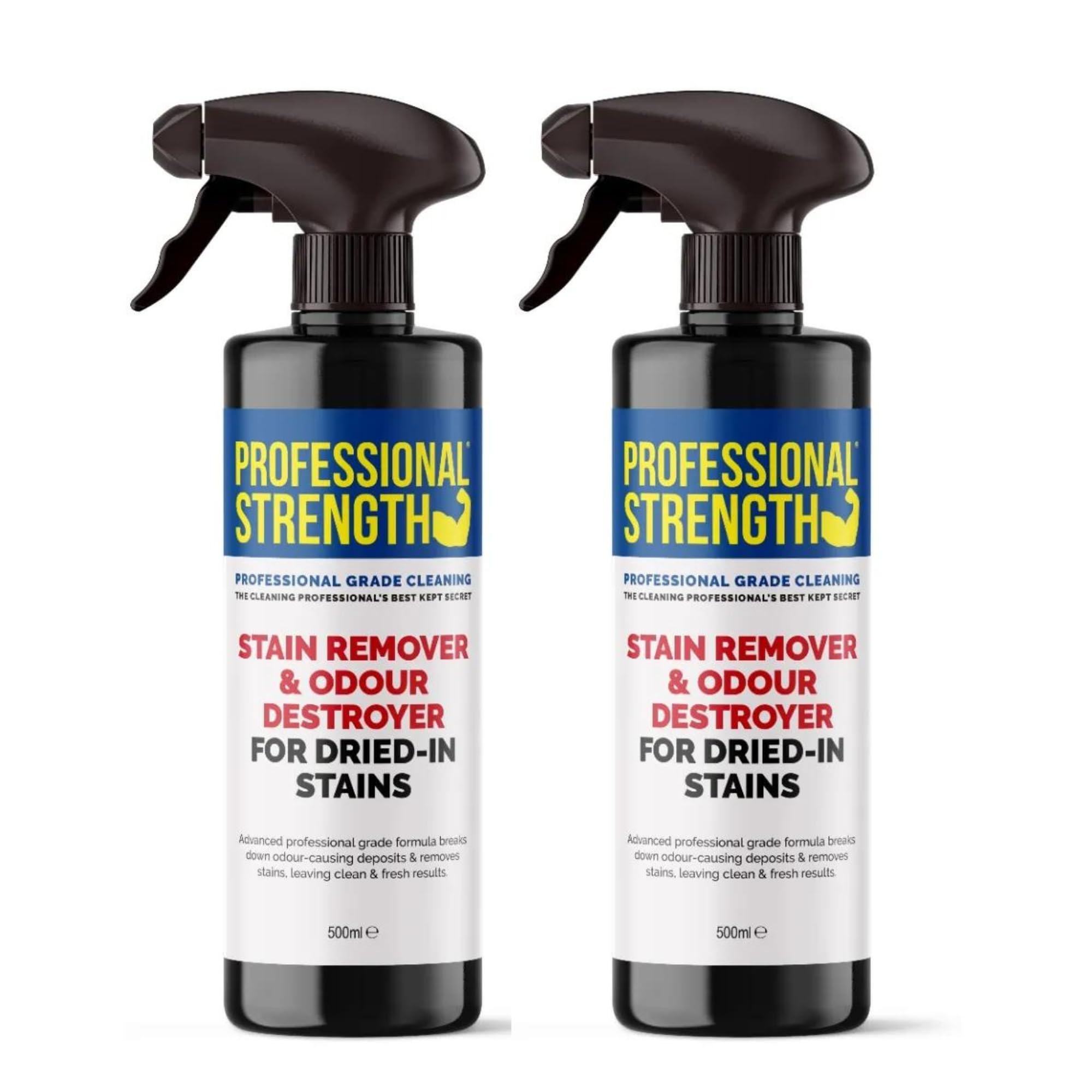 Professional Strength Dried-In Stain Remover 500 ml (Pack of 2) – Enzyme Based Cleaner – Safe For Clothes, Upholstery, Carpets And Mattresses