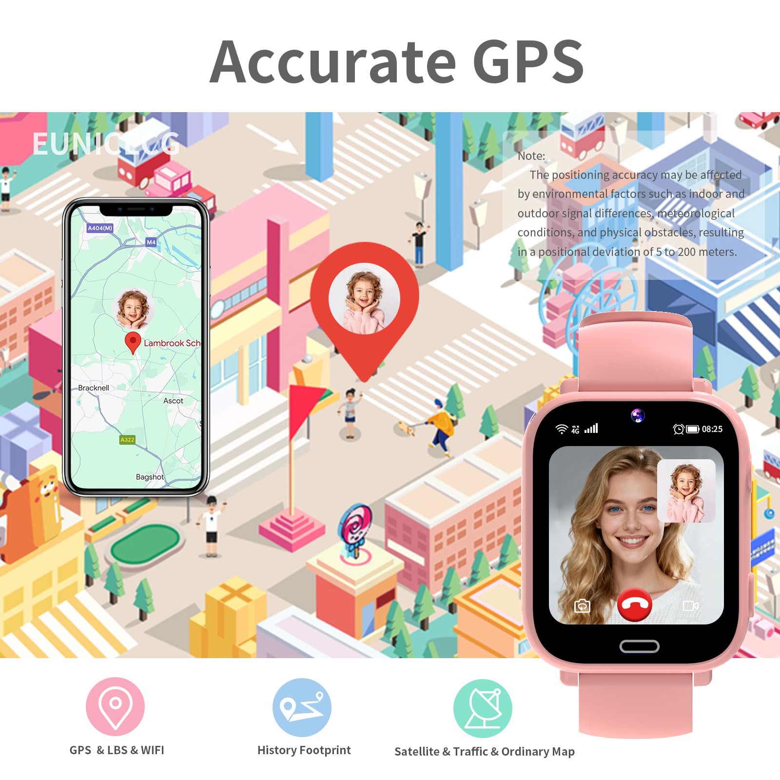 4G Smartwatch dla Dzieci z GPS Lokalizować Połączenie Wideo Telefony Model Klasy Czat Głosowy Gry Budzik SOS Kalkulator - Zegarek dla Dziecka Chłopców Dziewcząt Urodziny Prezenty