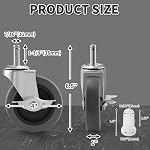Besitu 4 Inches Stem Caster Wheels, 7/16-Inch Stem Diameter Swivel Casters Set of 4 with Side Brake, Heavy Duty TPR Replacement Wheels for Utility Cart Rubbermaid Mop Bucket Shop Vac Weber Grills