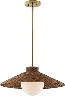 SAFAVIEH Lighting Collection Kalena Tropical Boho Natural/Brass Rattan/M...