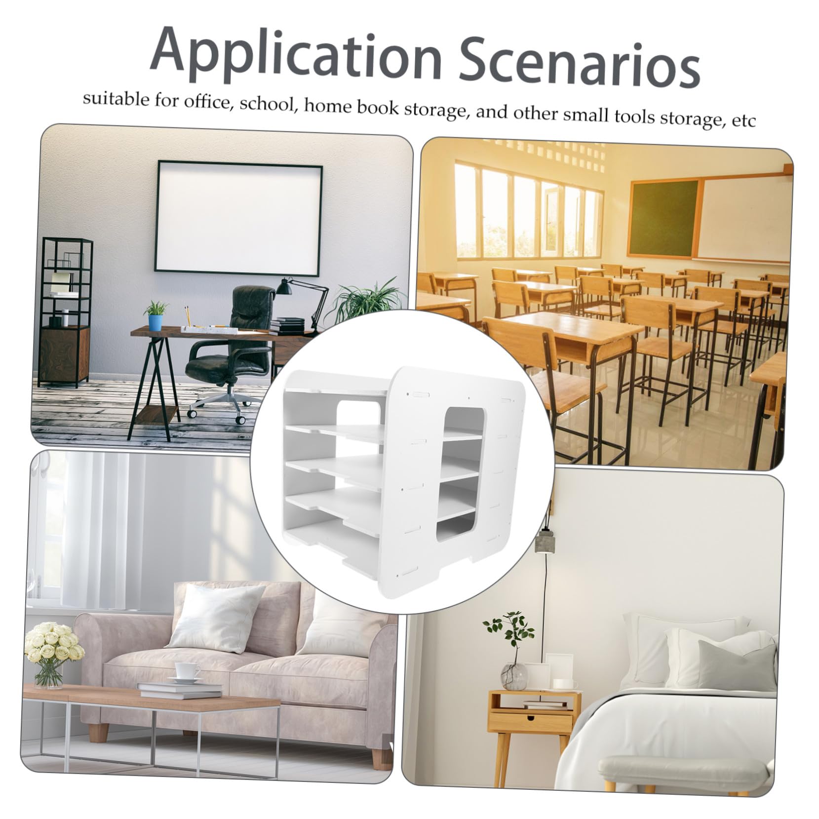 Archivador blanco de 5 niveles, soporte para documentos de escritorio y exhibición de folletos para papeles A4, perfecto para soluciones de almacenamiento en la oficina y el hogar