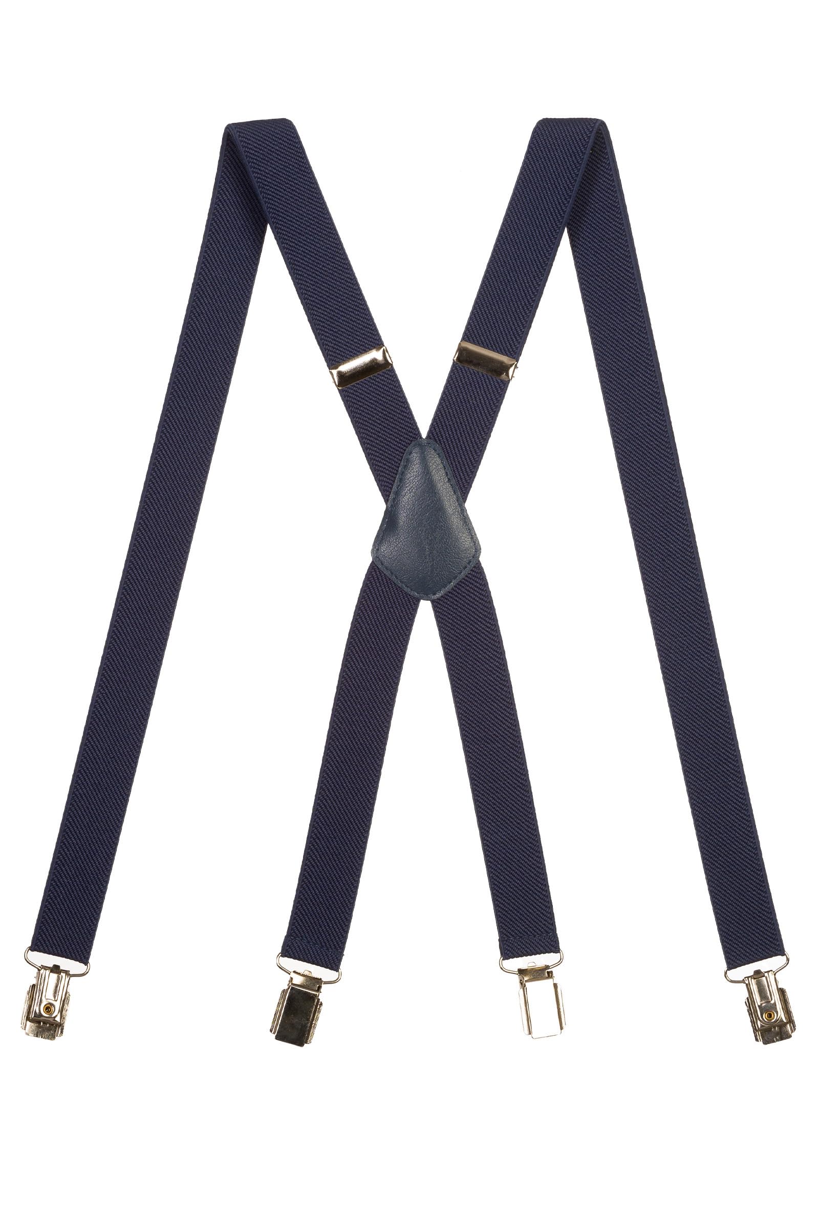 Olata Unisex Adjustable Skinny X-Shape Clip on Braces/Suspenders with Metal Clips - 2.5cm. Blue