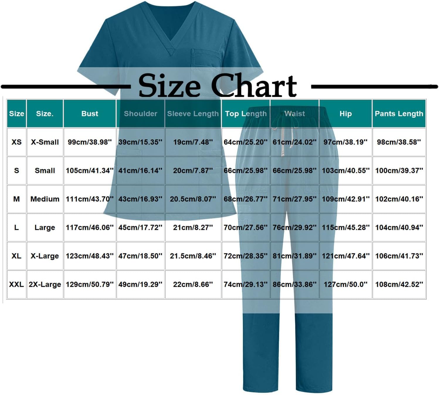 Scrubs Sets for Men Women Stretch V-Neck Scrub Top Cargo Pants Medical Uniform Unisex Workwear with 6 Pockets