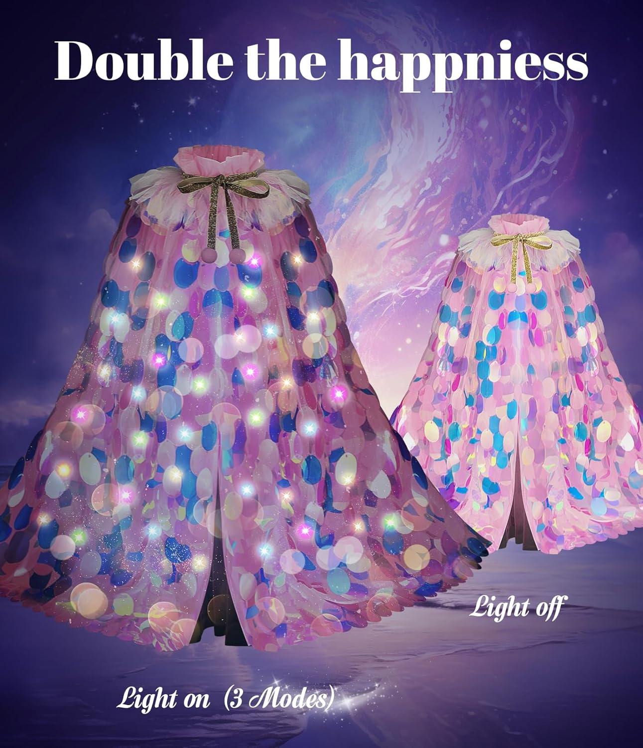 Princess Dress Up Toys Princess Dress Up Clothes Rainbow Mermaid Cape Kit 9 Pcs Gift Set for Little Girls 3-8 Years - Image 2