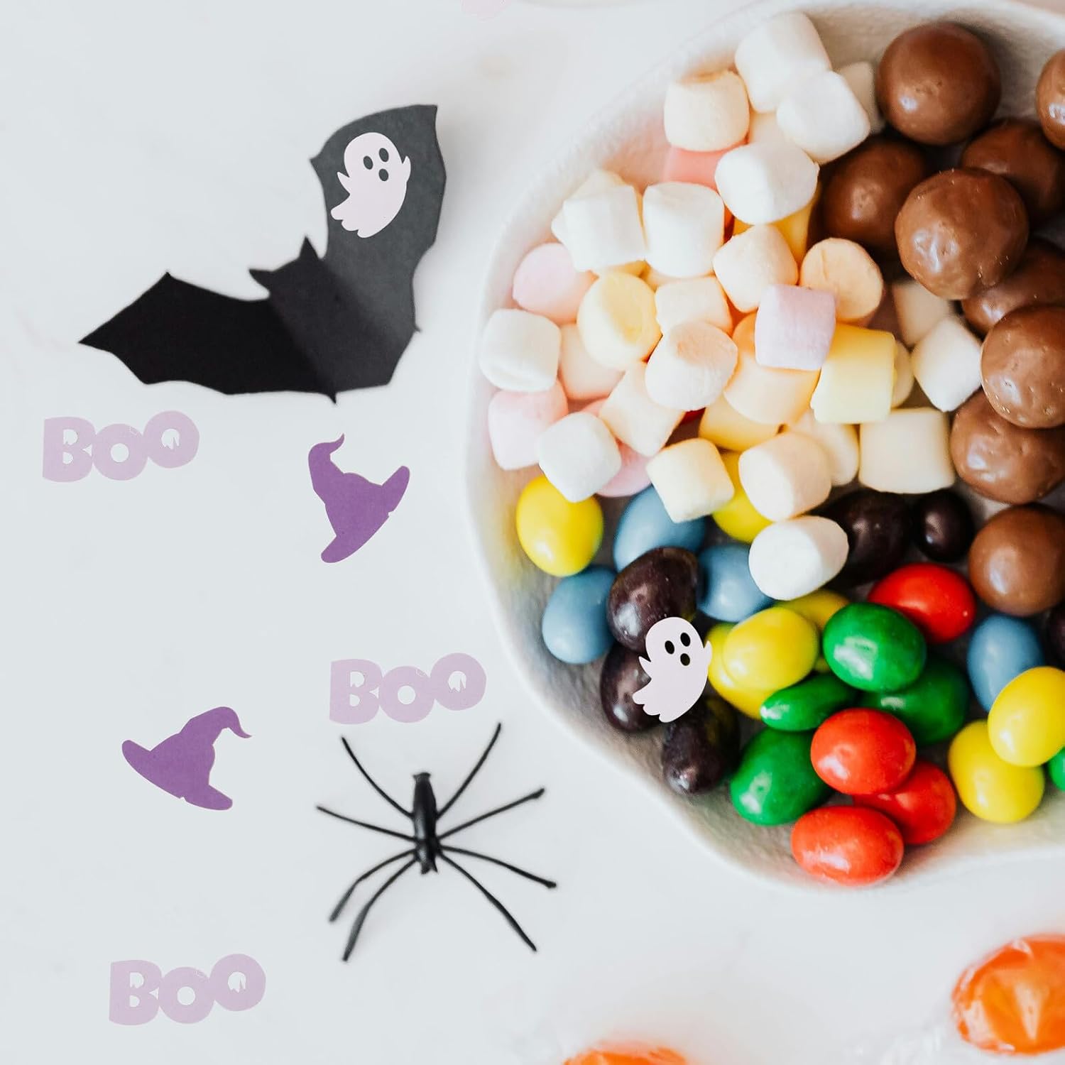 OSALADI 100pcs Halloween Witch Hat Ghost Confetti Decorative Scatter Purple Festival Party Table Decor Supplies