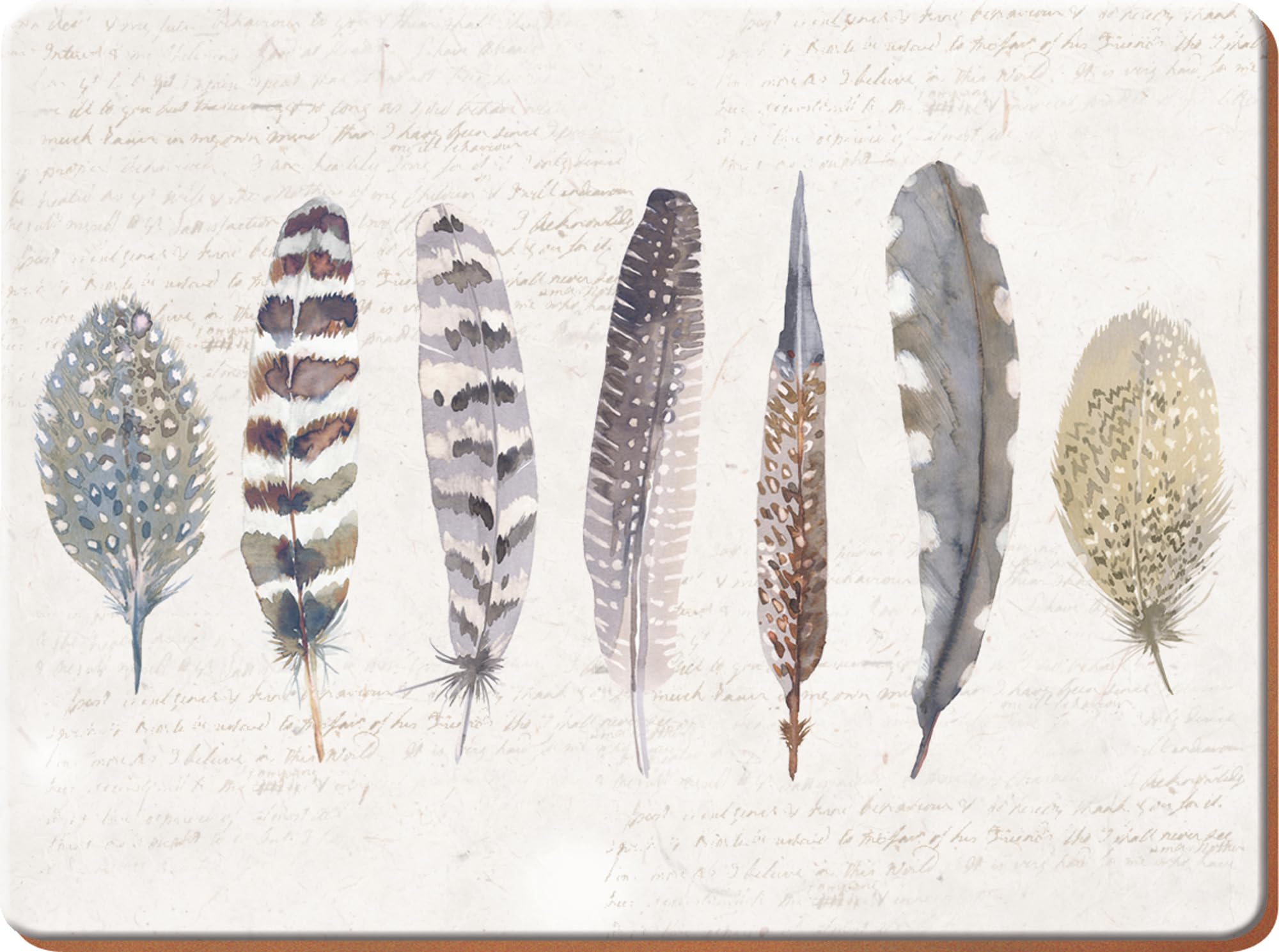 Creative Tops Cork-Backed Placemats / Table Mats with Printed 'Feather' Design, Multi Colour, Medium Placemats