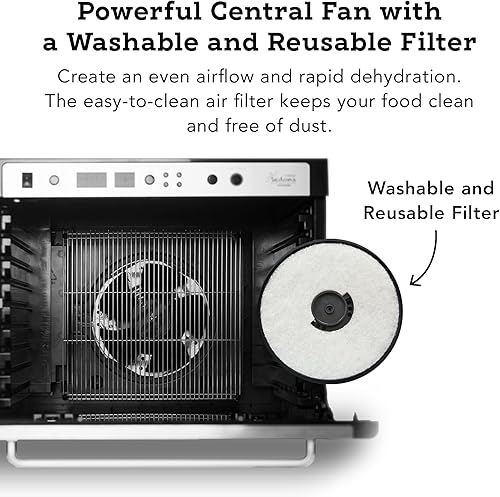 Miniatura 7 de Tribest Sedona SDC-S101-B Supreme - Deshidratador eléctrico comercial de alimentos con bandejas de acero inoxidable para deshidratador, negro, 17 x