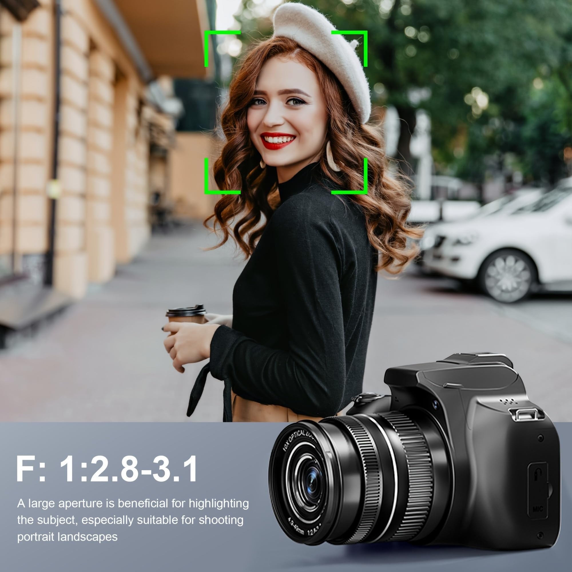 Kamera wideo, Cyfrowa lustrzanka 64 MP do fotografii, aparat z 10-krotnym zoomem optycznym Kamera wideo 4K HD Vlog Kamera internetowa Lustrzanki cyfrowe(5MP Add 64G,Dual Color Light)