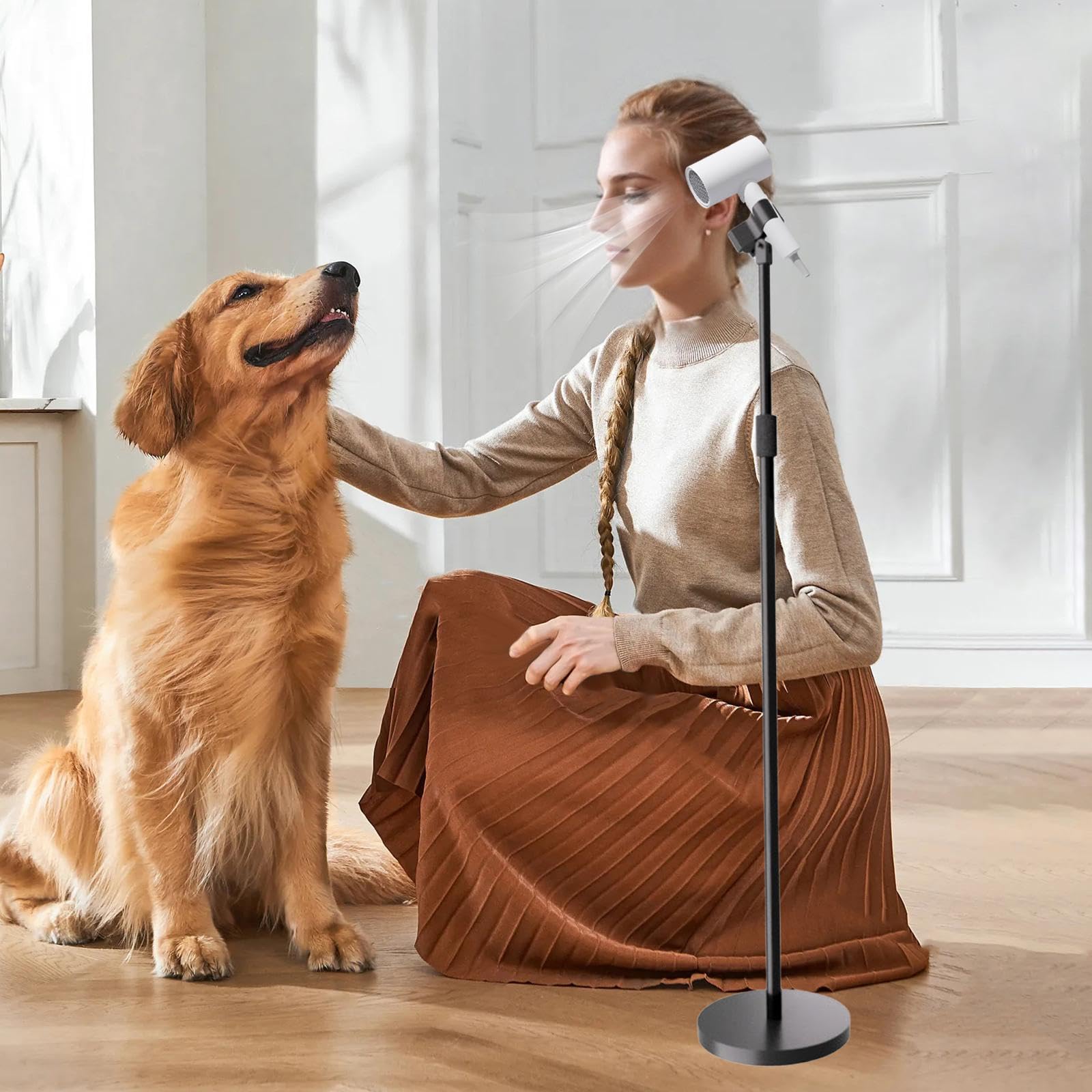 Sharplace Soporte Compacto para Secador de Pelo, Ajustable en Altura Y ángulo, para Salón, Hogar Y Baño.