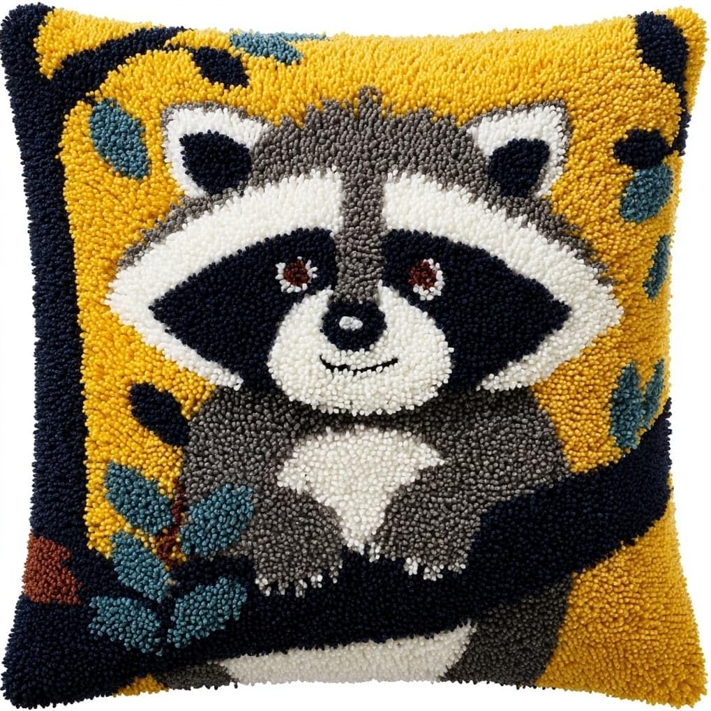 AxiangziK Latch Hook Cushion Kits for Adults,Animal Raccoon