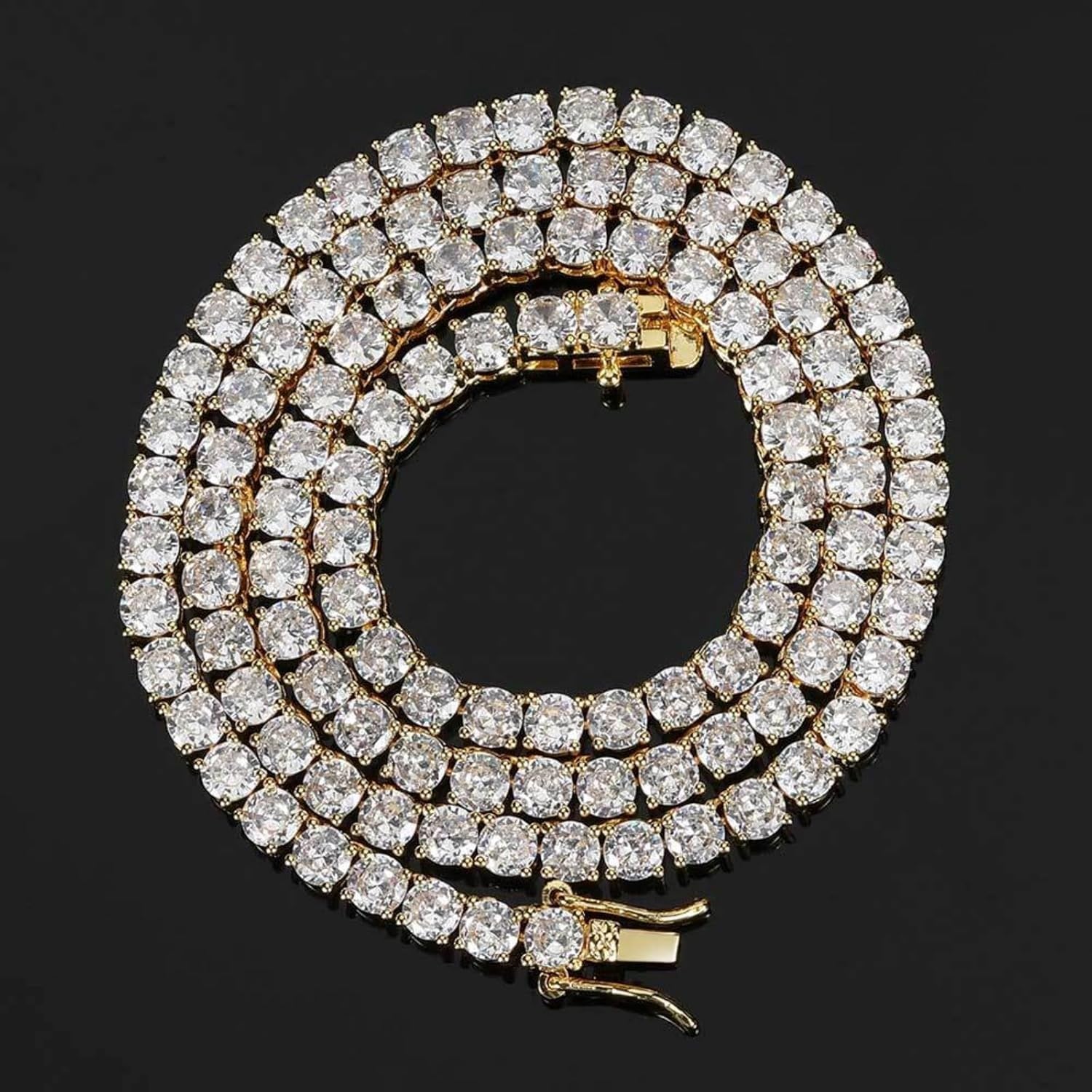 Collar de tenis de 3 a 6 mm para mujeres y hombres, chapado en oro blanco de 18 quilates, collar de diamantes de imitación de circonita cúbica de corte redondo