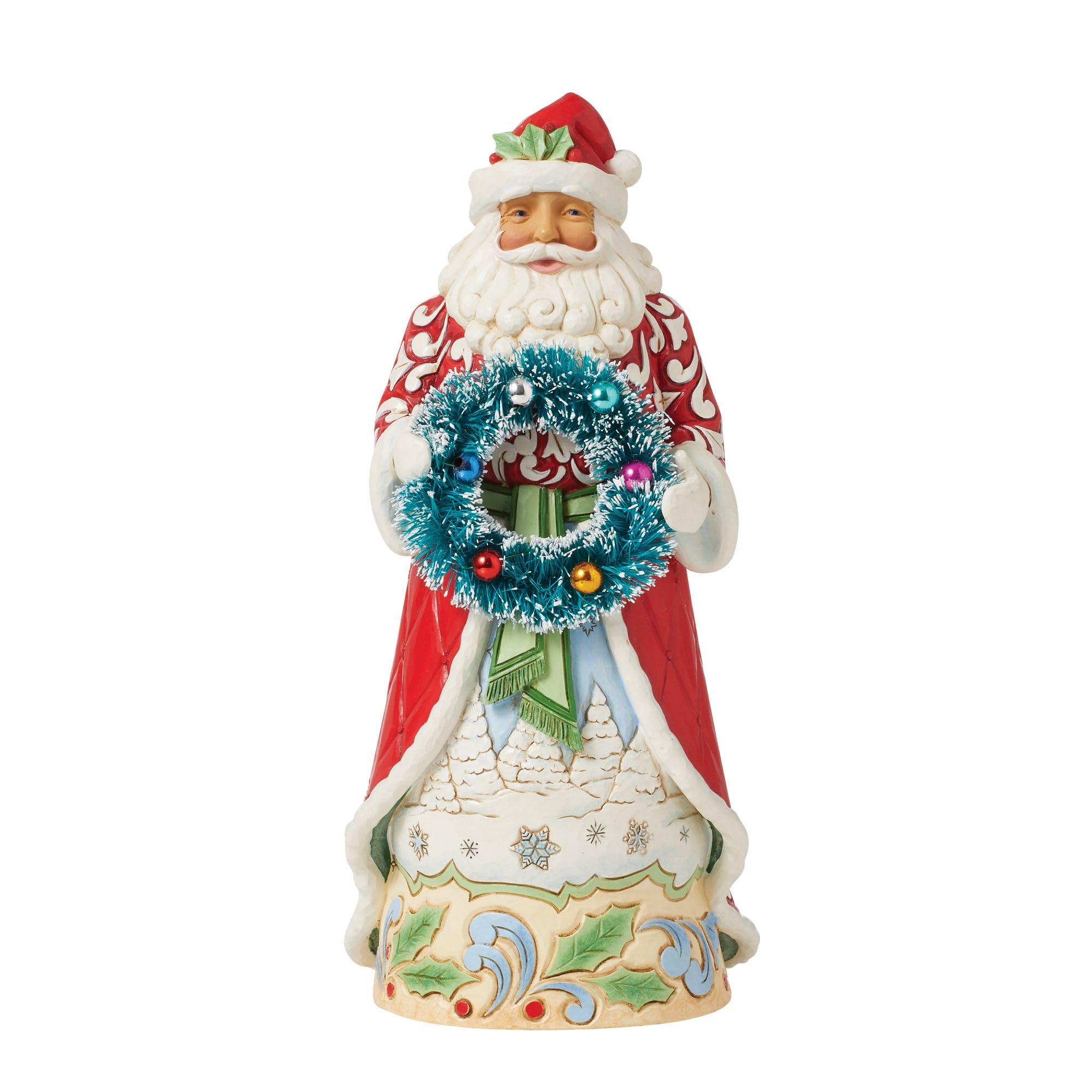 Enesco Jim Shore Santa With Sisal Wreath Figurine, Multicolor, height 23cm