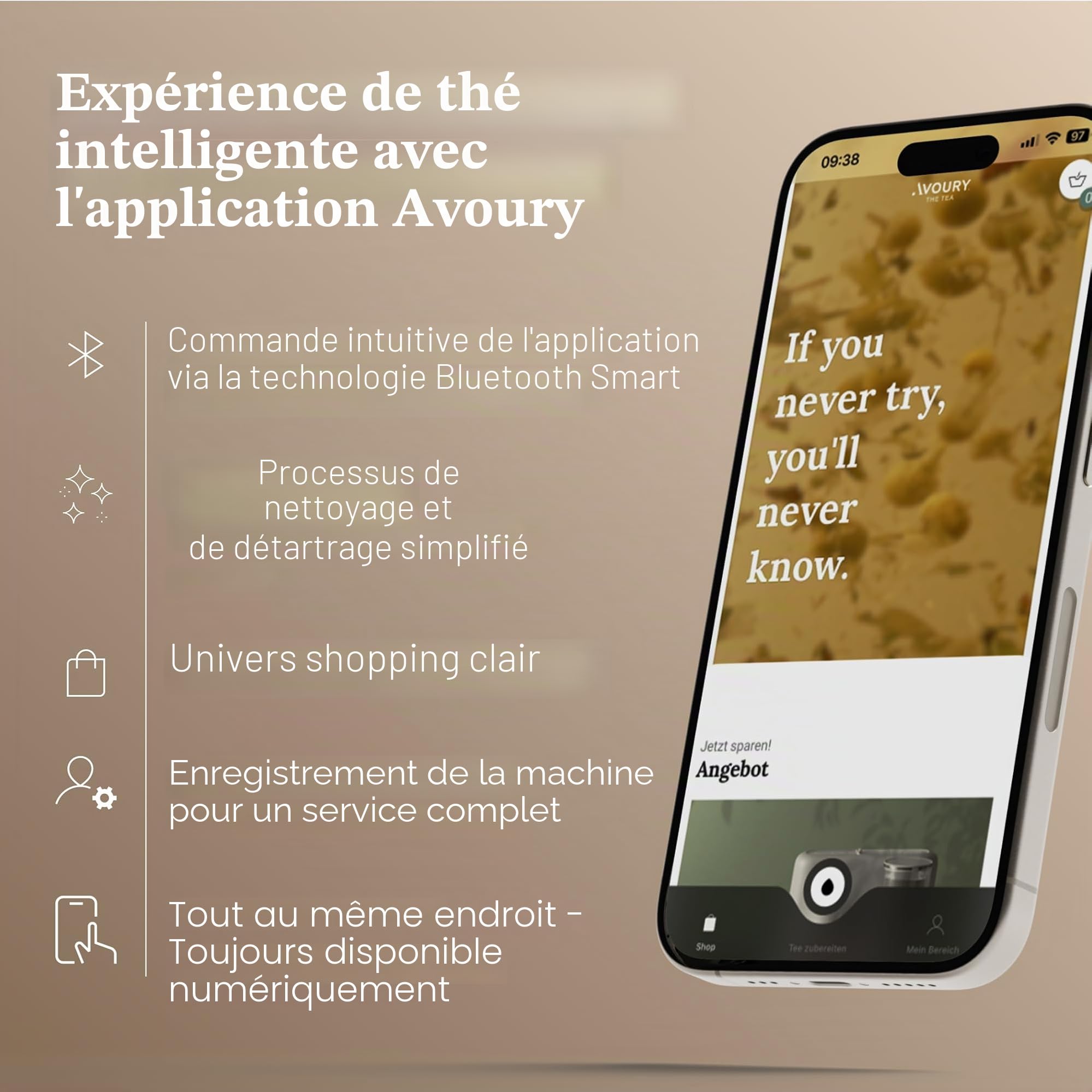 Avoury One Machine à thé – Théière à capsules de qualité supérieure avec chambre d'infusion innovante, contrôle automatique de la température, pour un plaisir parfait du thé, design moderne (Silver