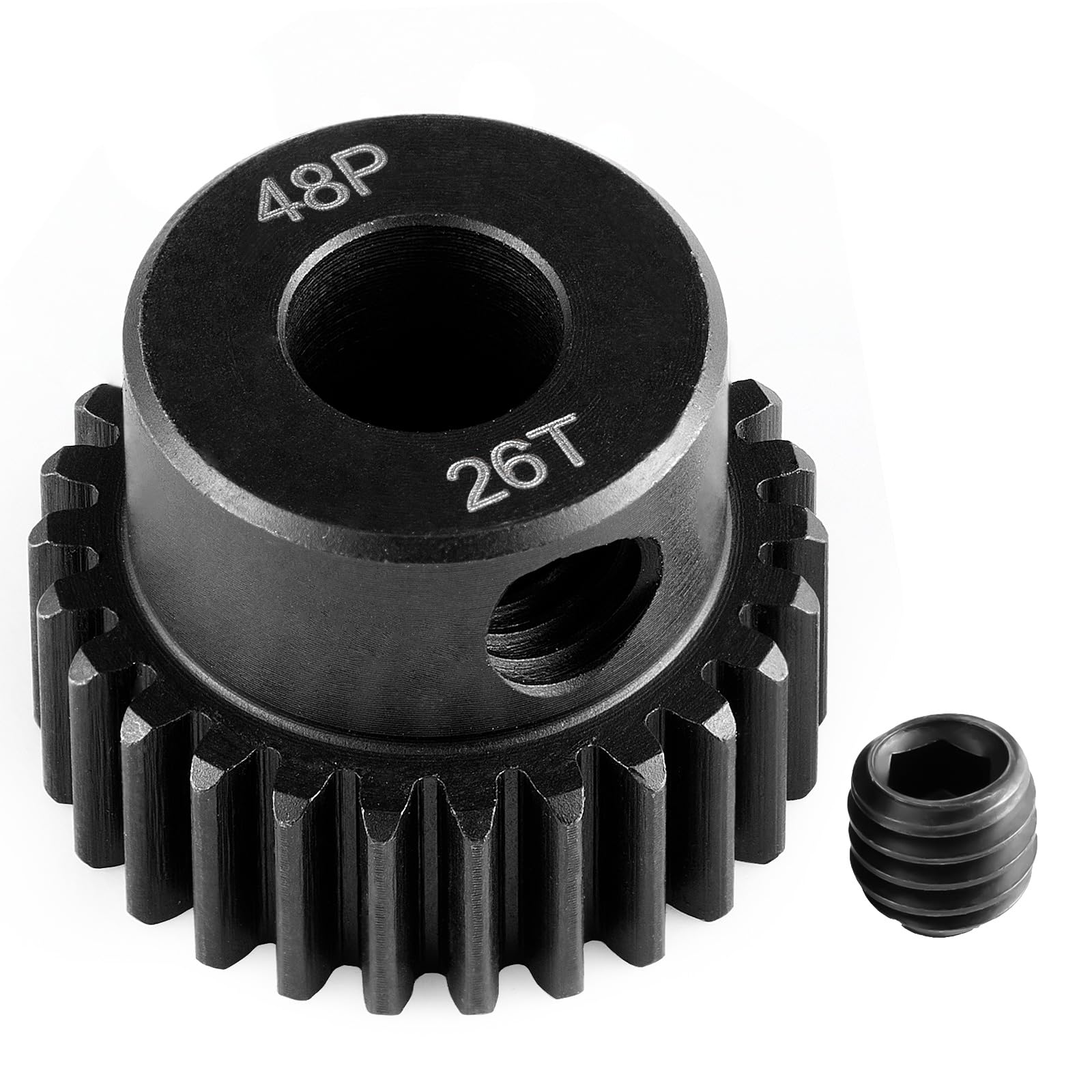 Runup Steel 48P 5 mm Bore Sprocket Motor Gear 17-29T for Arrma HPI Kyosho Losi Axial Tra-xxas Tamiya 1/5 1/6 1/8 1/10 RC Car Monster Truck Buggy (26T)