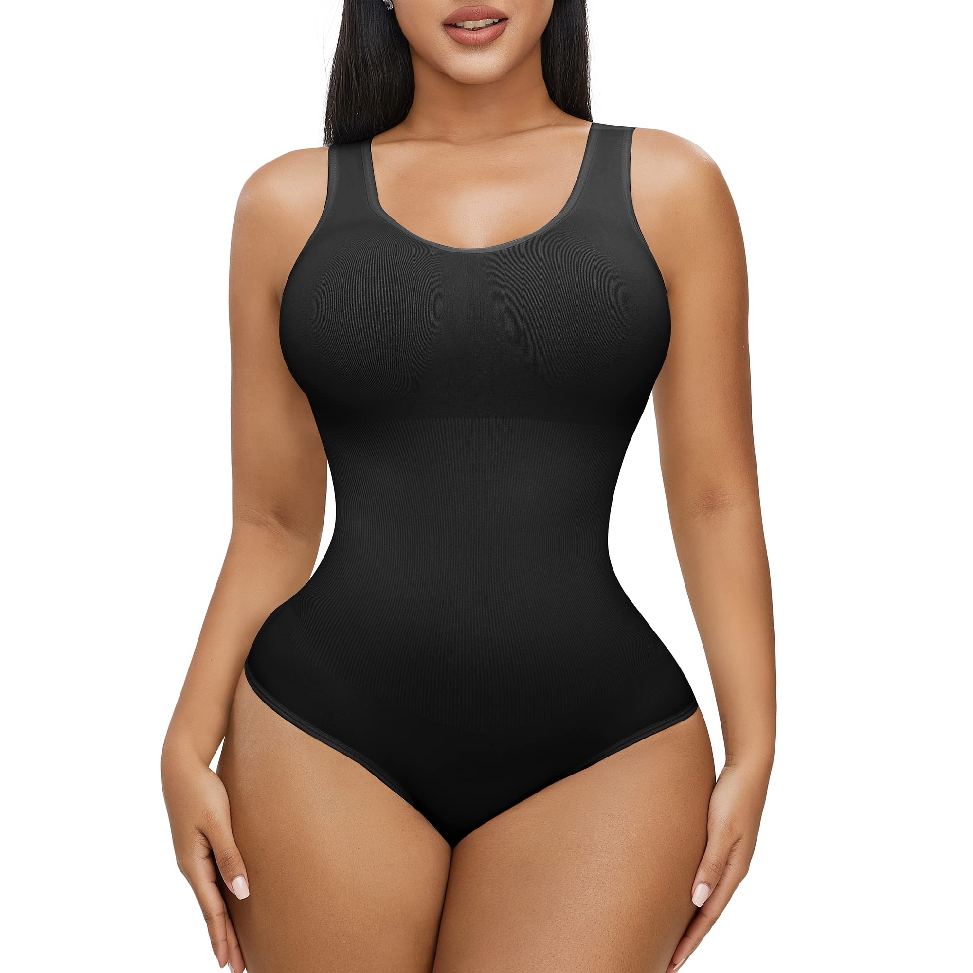 FXTYK Shapewear Bodysuit for Women Tummy Control Body Shaper Thong Women's  Shaping Bodysuits Wide Shoulder Strap Seamless Sculpting Body Suit Ladies