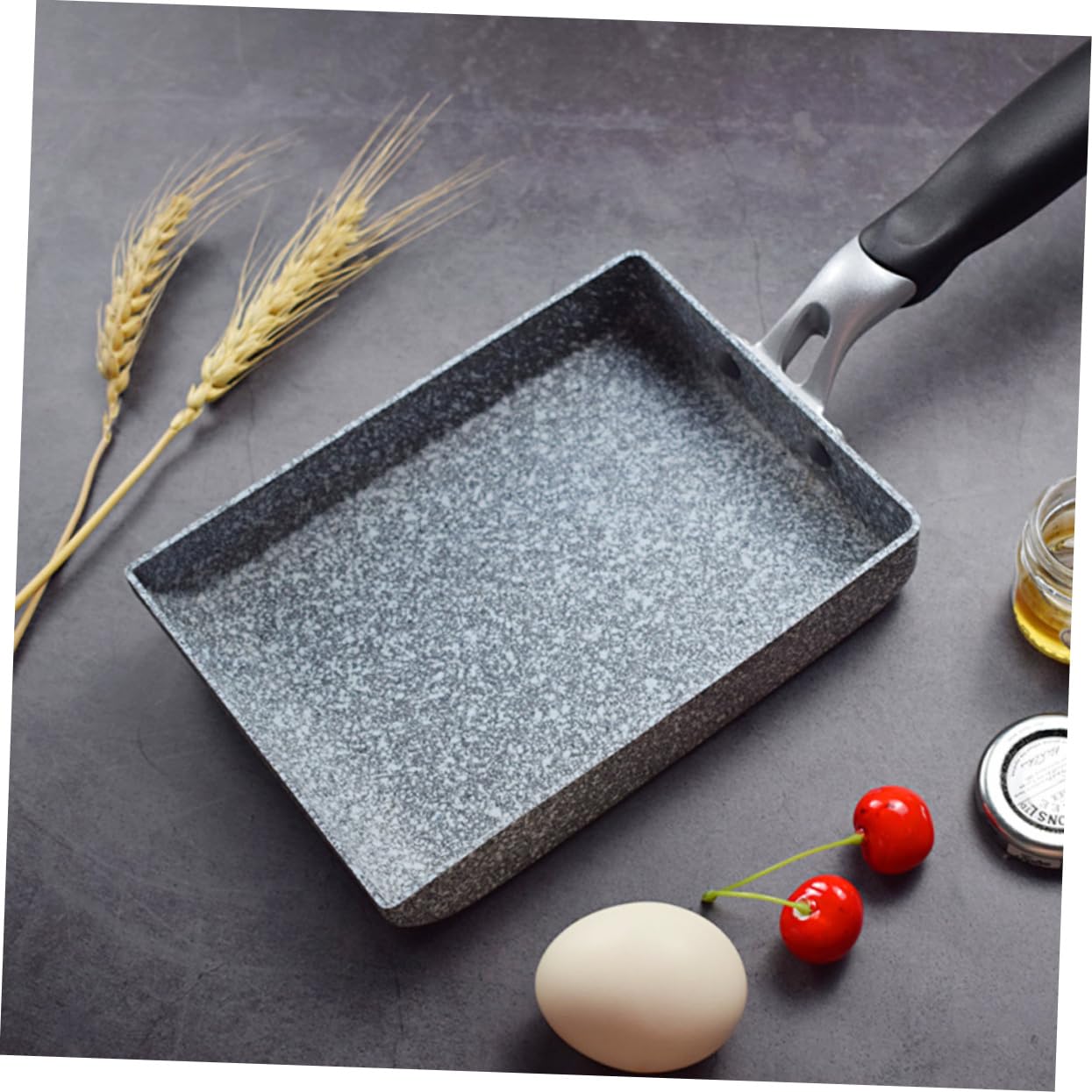 Sartén Rectangular para Huevos Tamagoyaki 18x14 Cm Piedra Maifanita Antiadherente Rápida Conducción Calor para Cocina Inducción y Gas 1 Unidad para Tortillas y Crepes