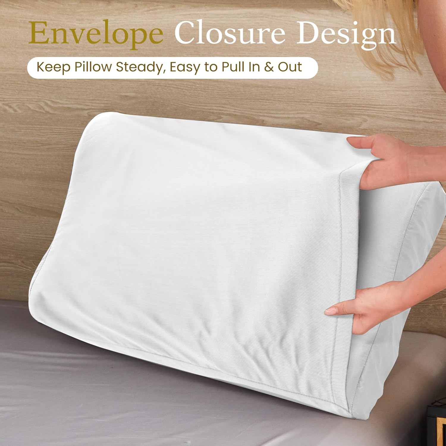 Cooling Contour Pillowcase- Rayon Derived from Bamboo Contour Cervical Neck Pillow Case Cover- Breathable Silky Soft Pillowcase for Hot Sleepers,24 x14 x5/3.7 Inches 1 Piece White - Image 5
