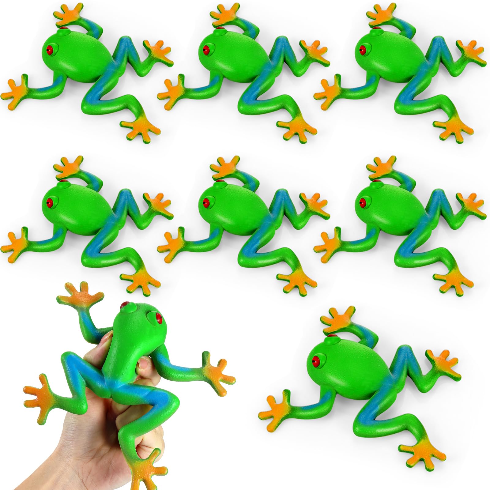 10 Pcs Frog Toys Realistic Soft Stretchy Decompress Passover Frog Toys Rainforest Animals Elastic Stress Relief for Gift Passover Party Favor Decoration