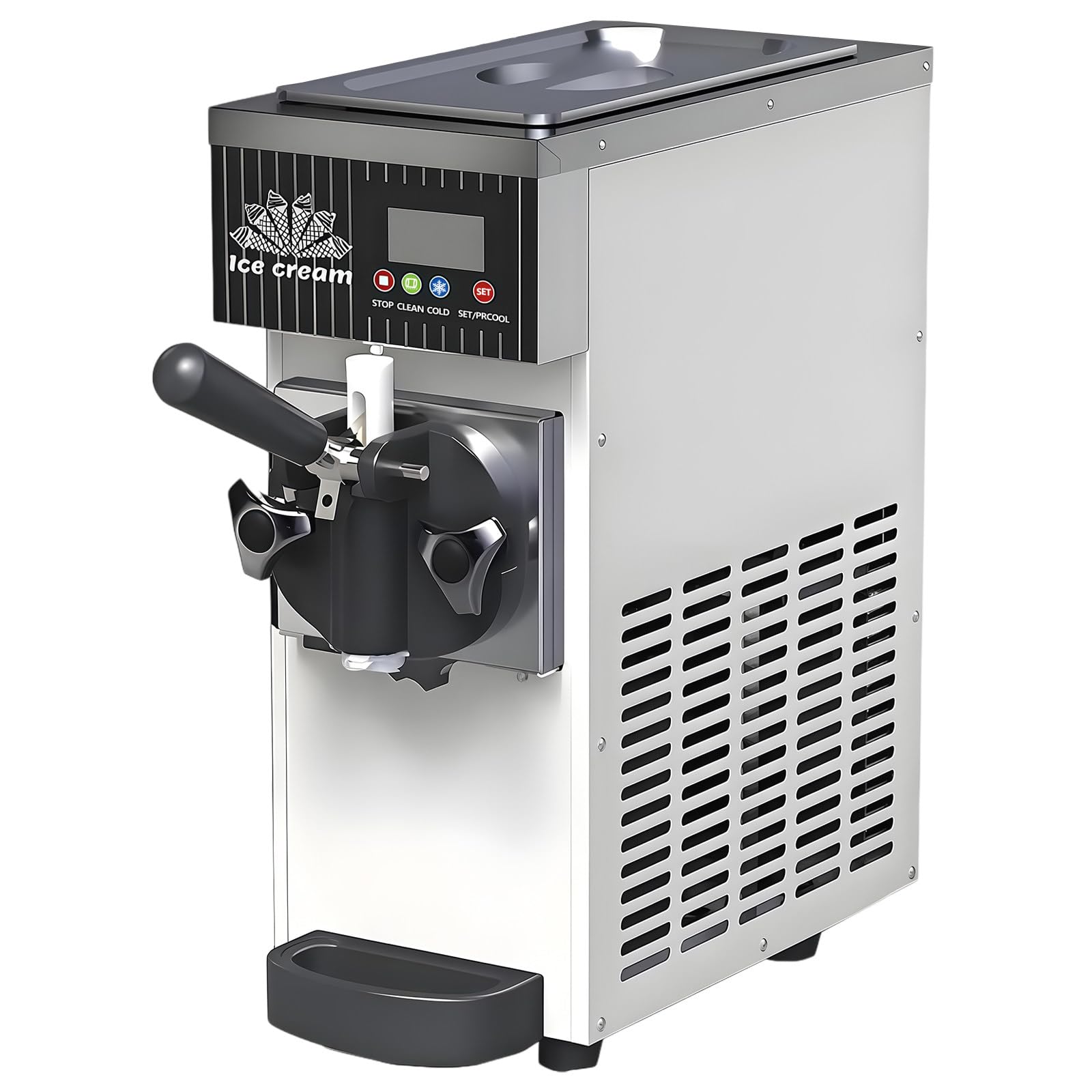 BANGBANGJI Macchina per Gelato Soft Commerciale 1 Gusto, Resa 4-5kg/H, Tramoggia 2.5L, Pannello LED, Pulizia Auto, Pre-Raffreddamento, per Ristoranti & Snack Bar White