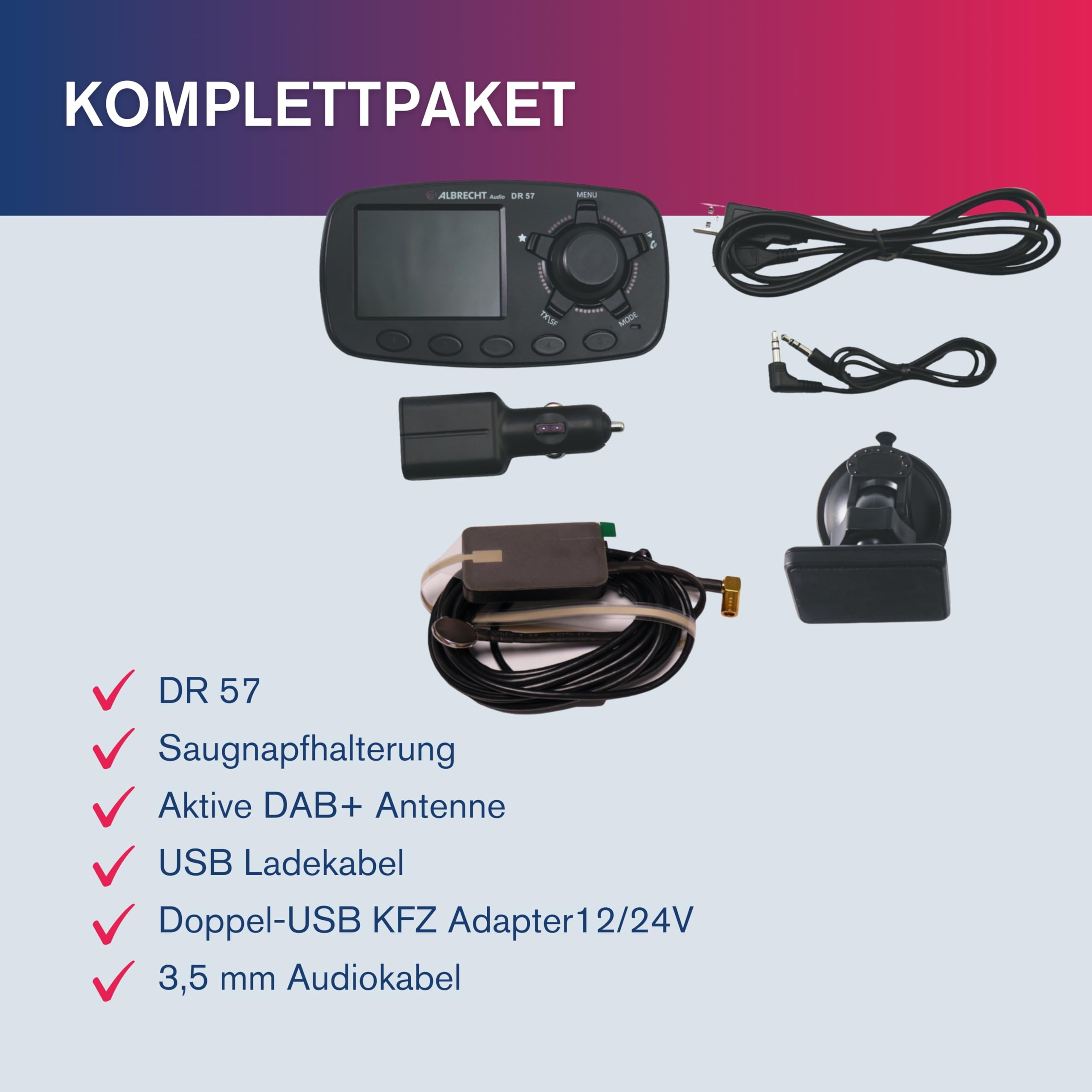 Albrecht DR 57 Adapter zum Aufrüsten von Auto-Radios, 27257, FM-Transmitter für DAB+ Sender und Bluetooth-Verbindung vom Smartphone zum UKW-Radio, schwarz