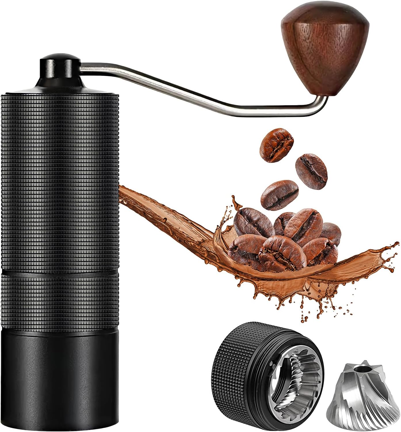 CoocakeManual Coffee Grinder Chestnut C3,Hand Coffee Grinder with Stainless Steel Conical Burr, High-Precision Adjustable Setting for French Press Espresso Capacity 30g(Black)