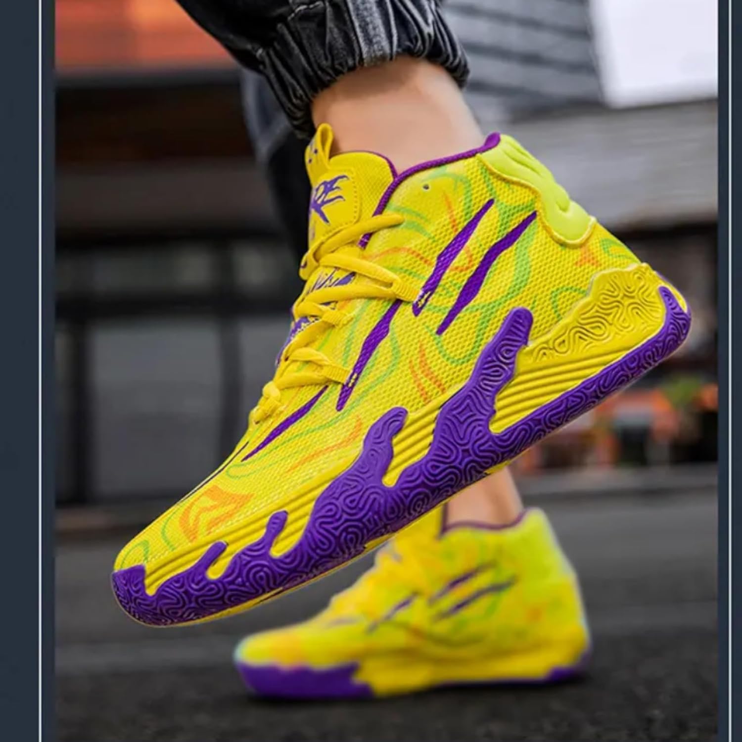 Mens Multicolor High Top Basketball Shoes Non-Slip Breathable Running Shoes Fahsion Lightweight Outdoor Gym Sneakers - Image 6