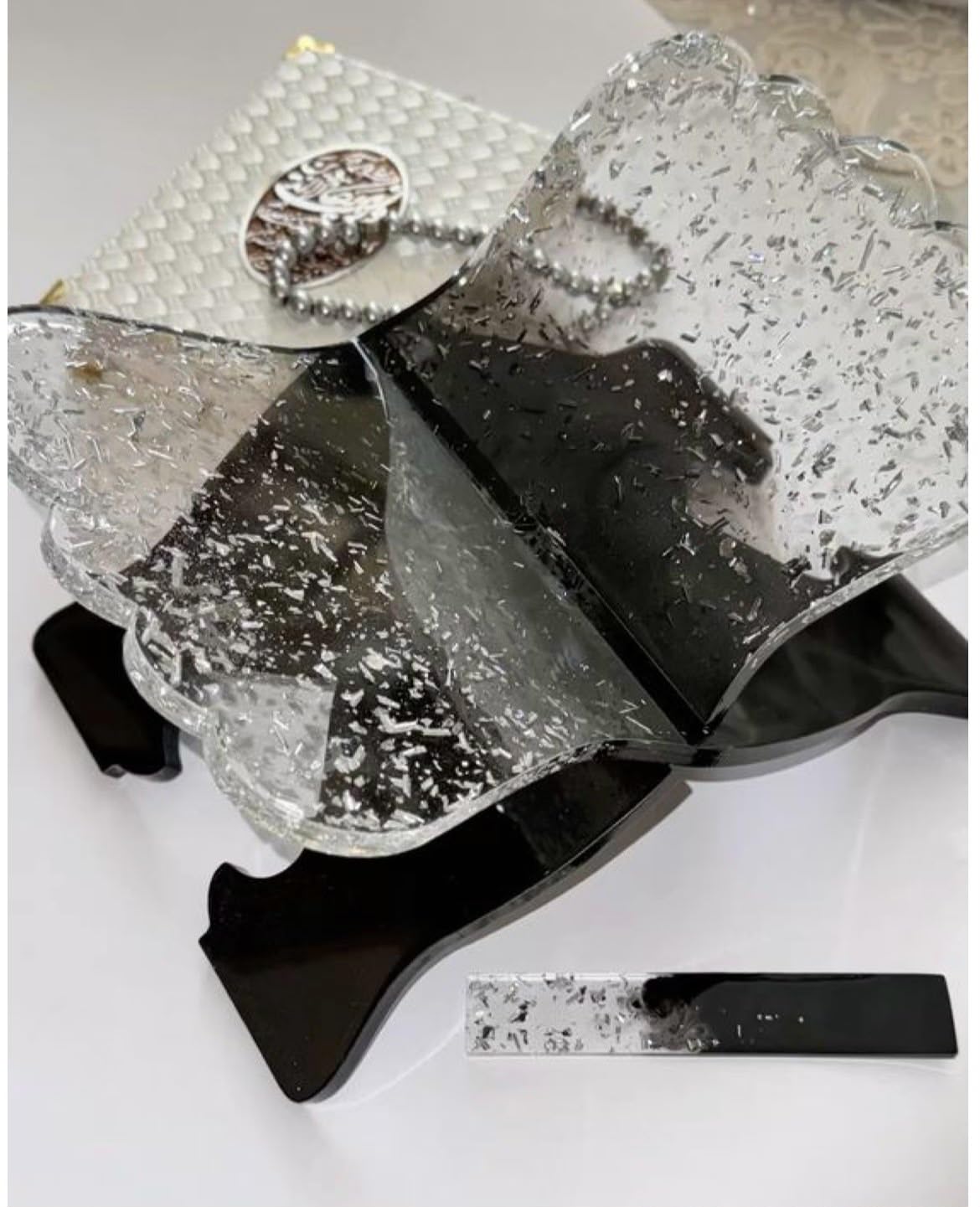 Islamic Quran Rehal Foldable | Premium Resin Holy Quran Stand | Black Gold Decorative Book Holder-image-18