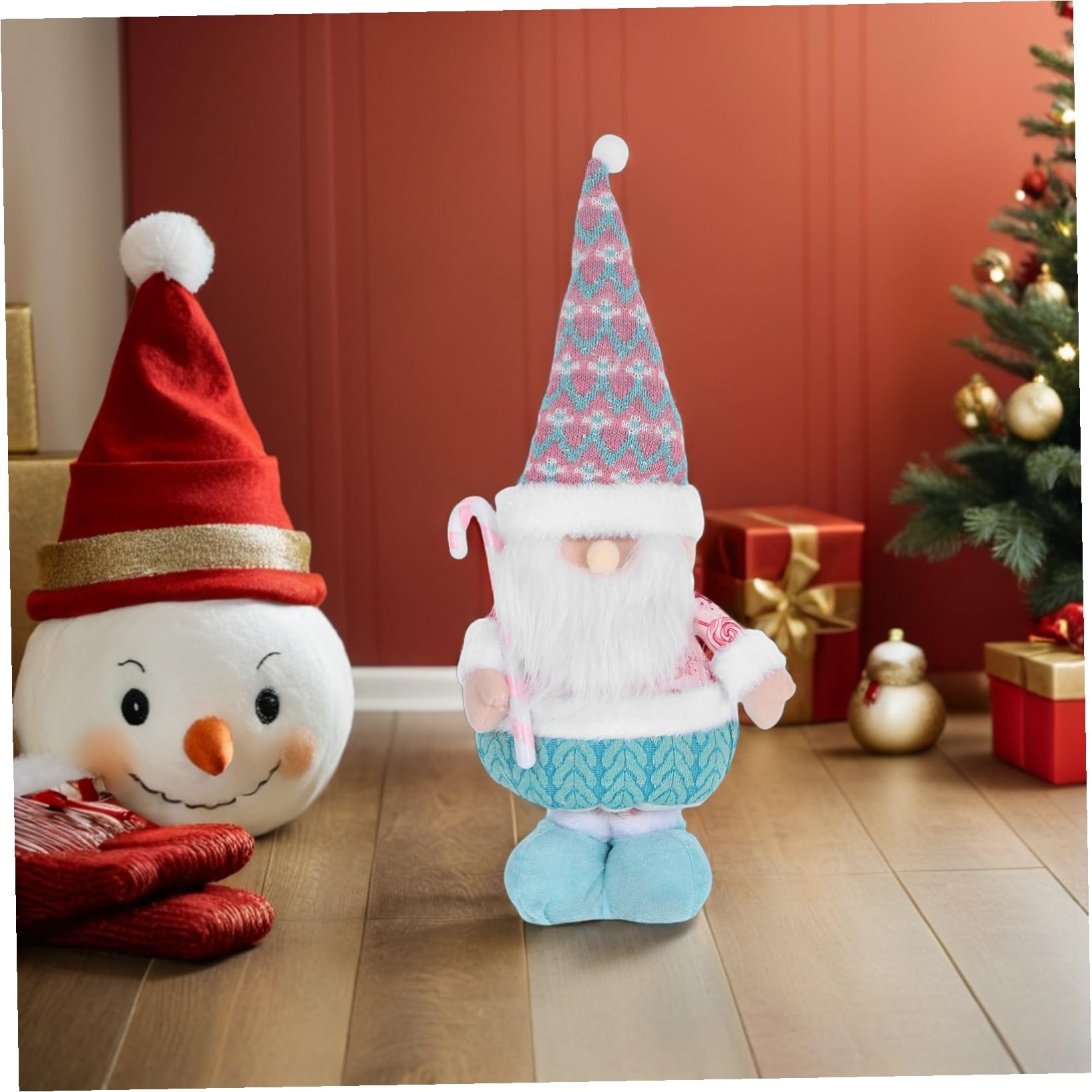 Uonlytech Statuetta Di Babbo Natale Con Gambe Telescopiche Decorazione Natalizia Da Tavolo Figura Artigianale Per Feste Di Natale Stabile e Facile Da Riporre