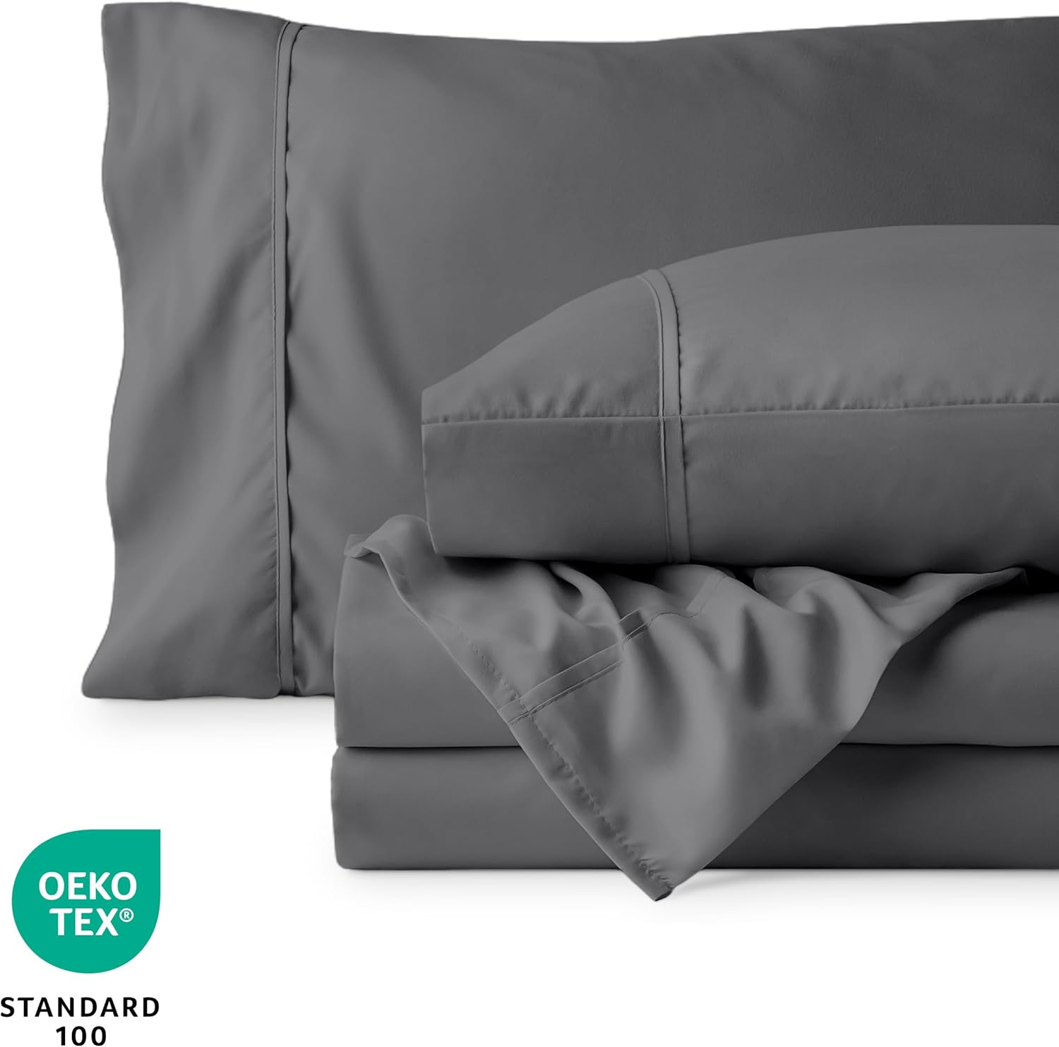 Bare Home King Sheet Set - 22" Deep Pockets - Luxury 1800 Ultra-Soft Microfiber King Bed Sheets - Double Brushed - Easy Fit - 4 Piece Set - Bedding Sheets & Pillowcases (King, Grey)